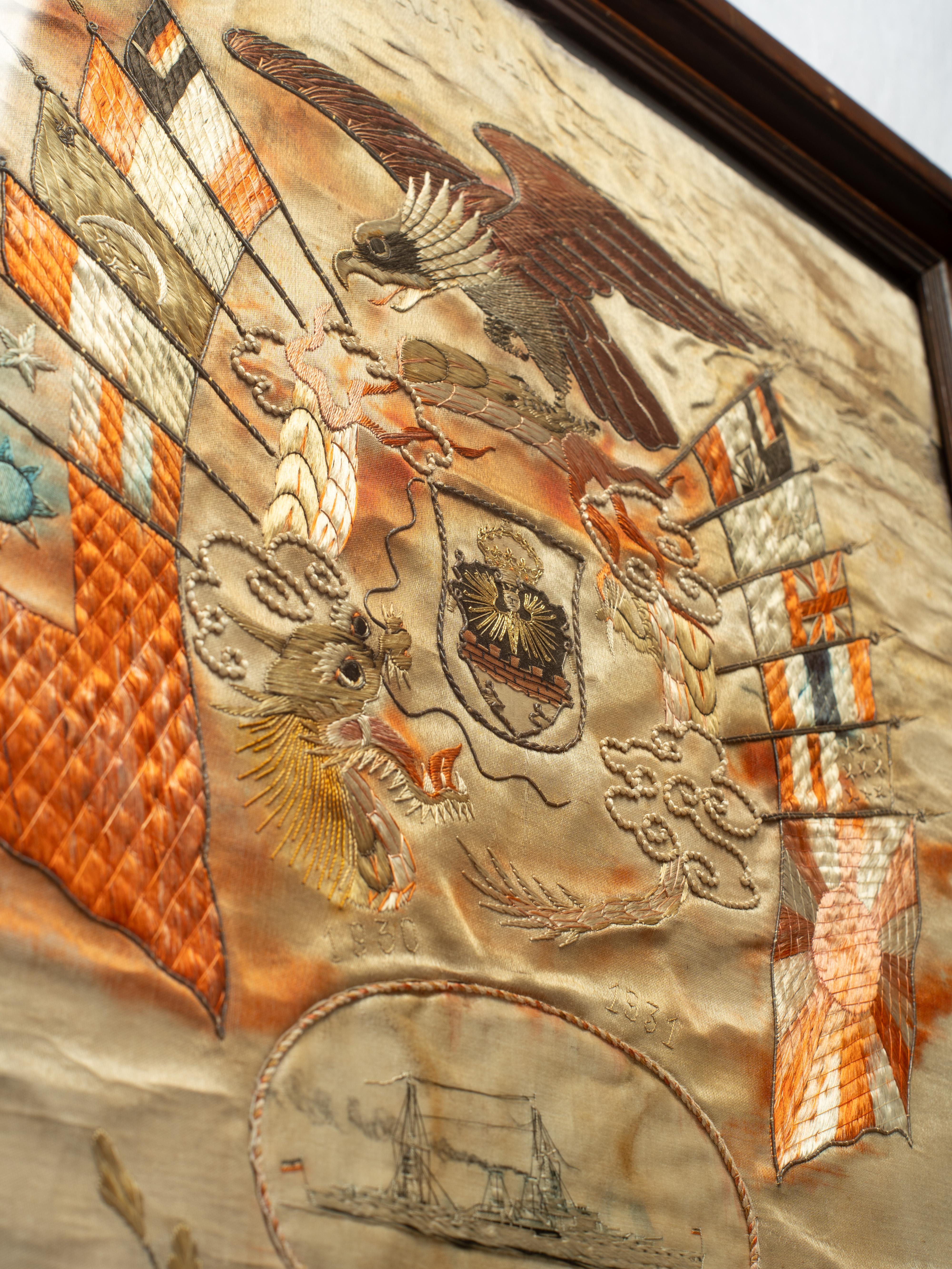 Early 20th Century Japanese Embroidered Military Souvenir en vente 9