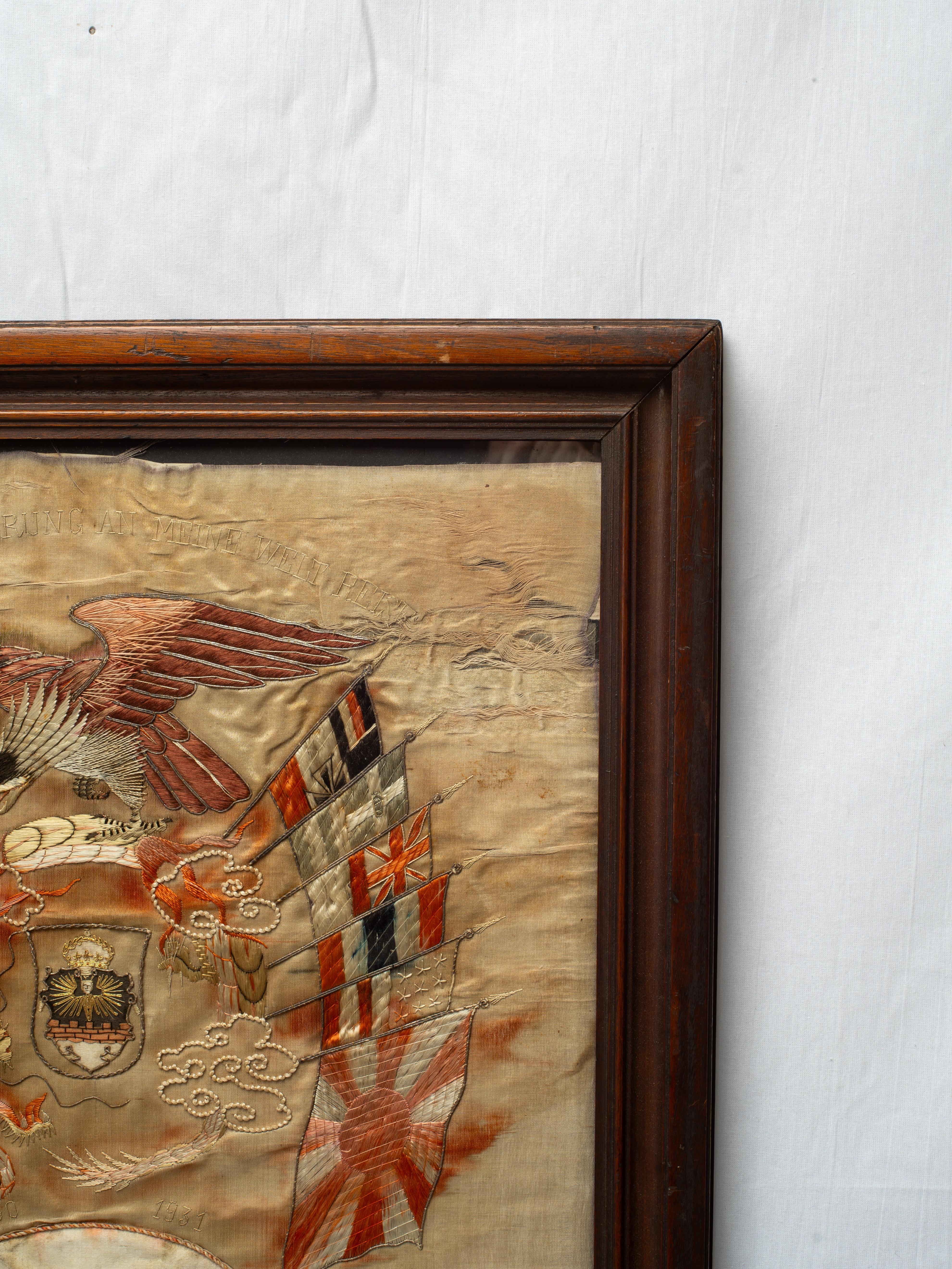 20ième siècle Early 20th Century Japanese Embroidered Military Souvenir en vente