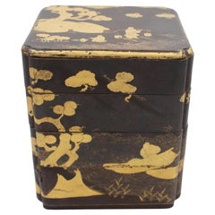 Early 20th Century Japanese Gold Maki-E Decorated Jubako (Stacking Box)