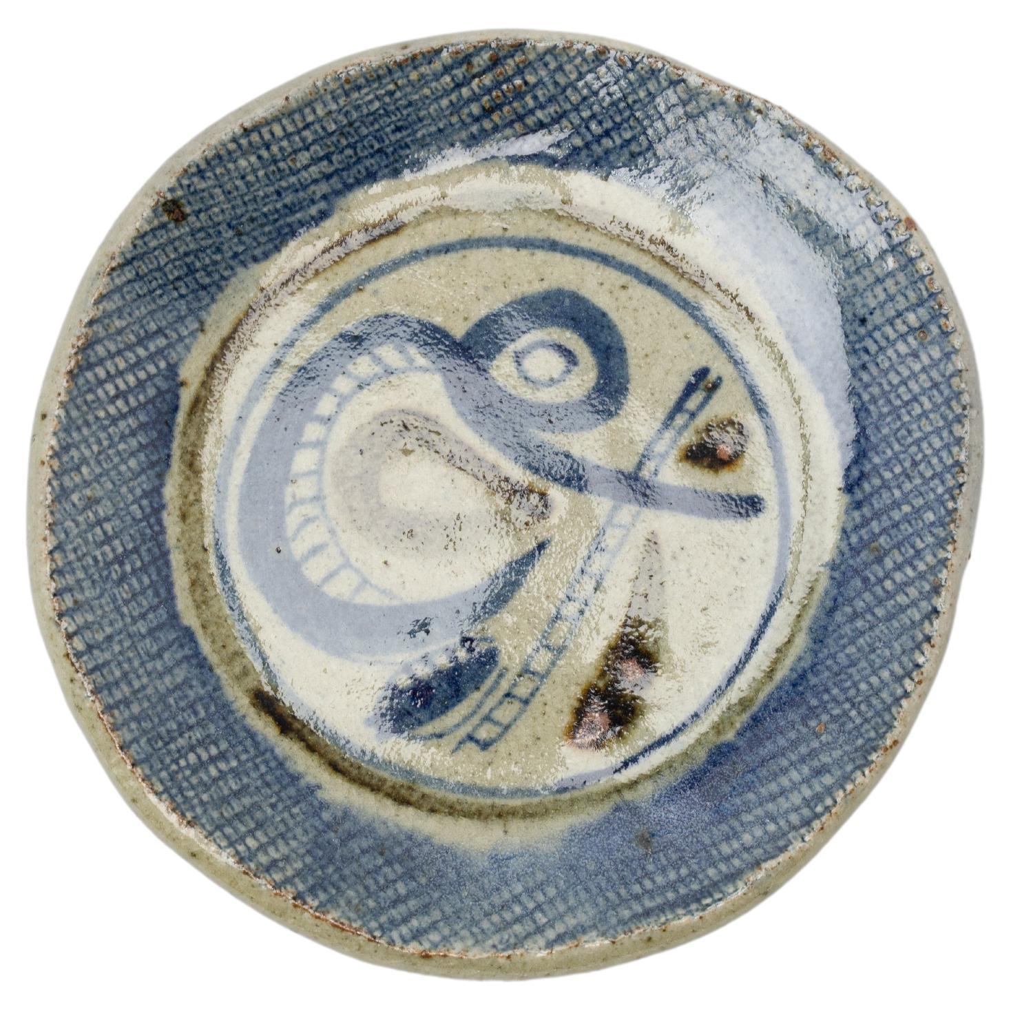 Japanisches handbemaltes Keramikmotiv mit abstraktem Miro-Motiv aus dem frühen 20. Jahrhundert