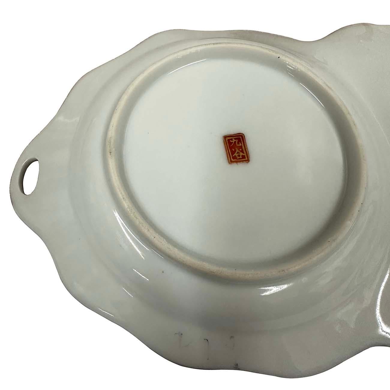 Early 20th Century Japanese Kutani Egg shell Tea cup and snack plates set 3
