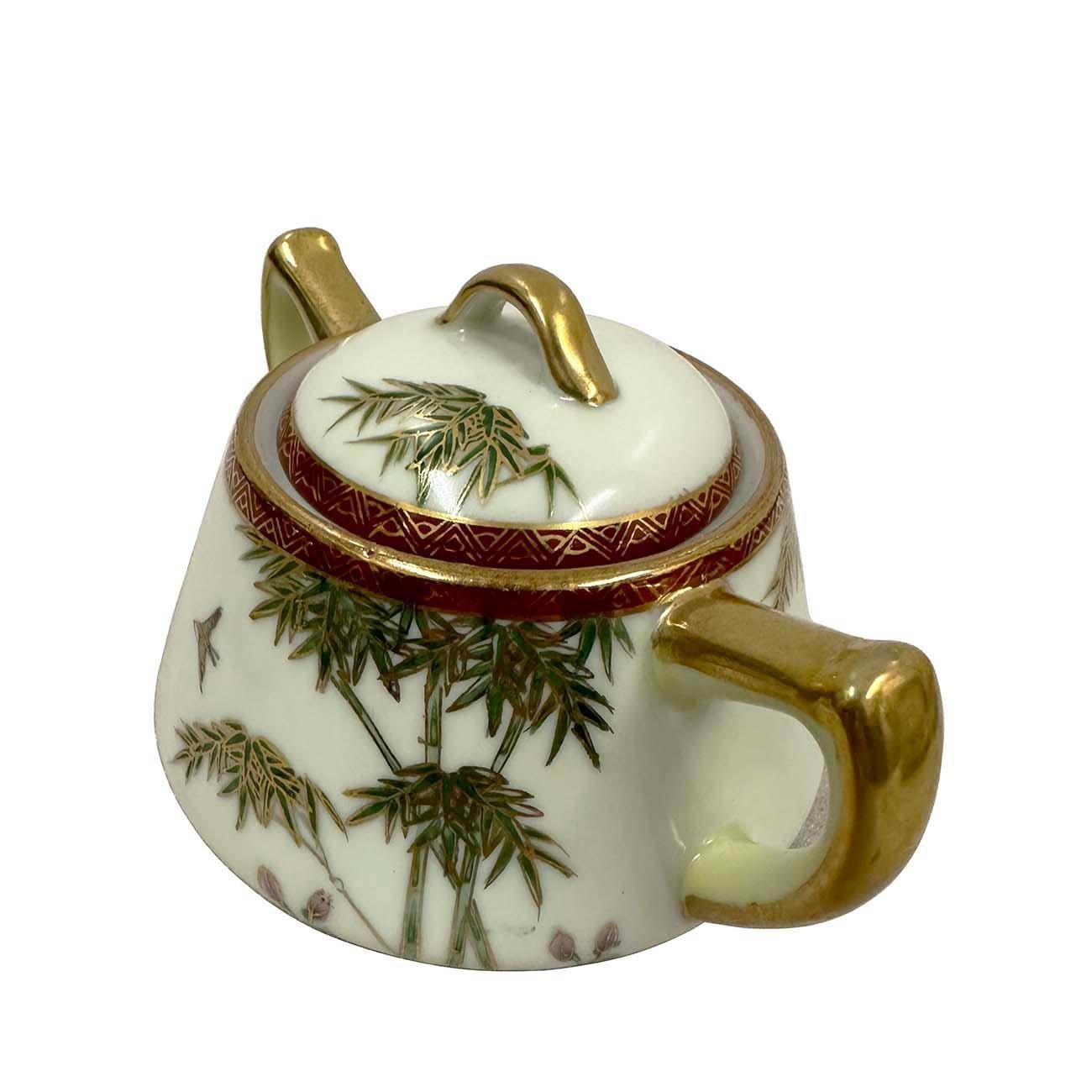 Anglo-japonais Pot à lait et sucrier Kutani japonais du début du 20e siècle, motif bambou en vente