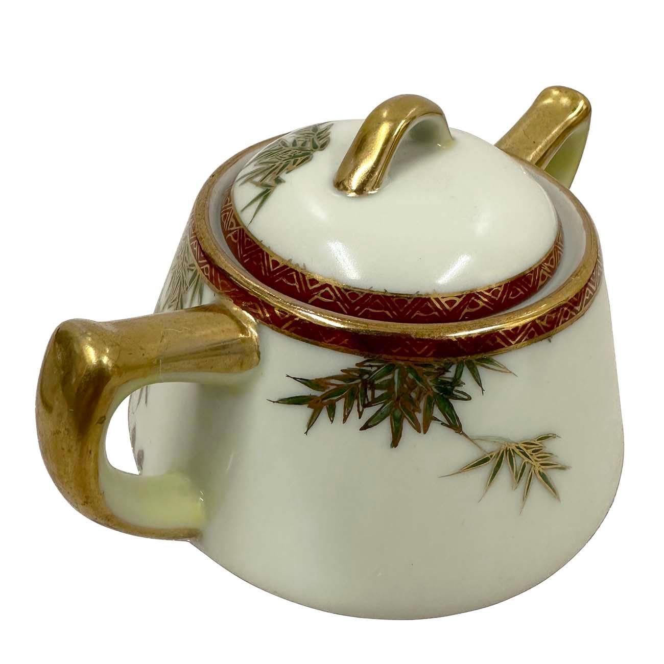 Japonais Pot à lait et sucrier Kutani japonais du début du 20e siècle, motif bambou en vente