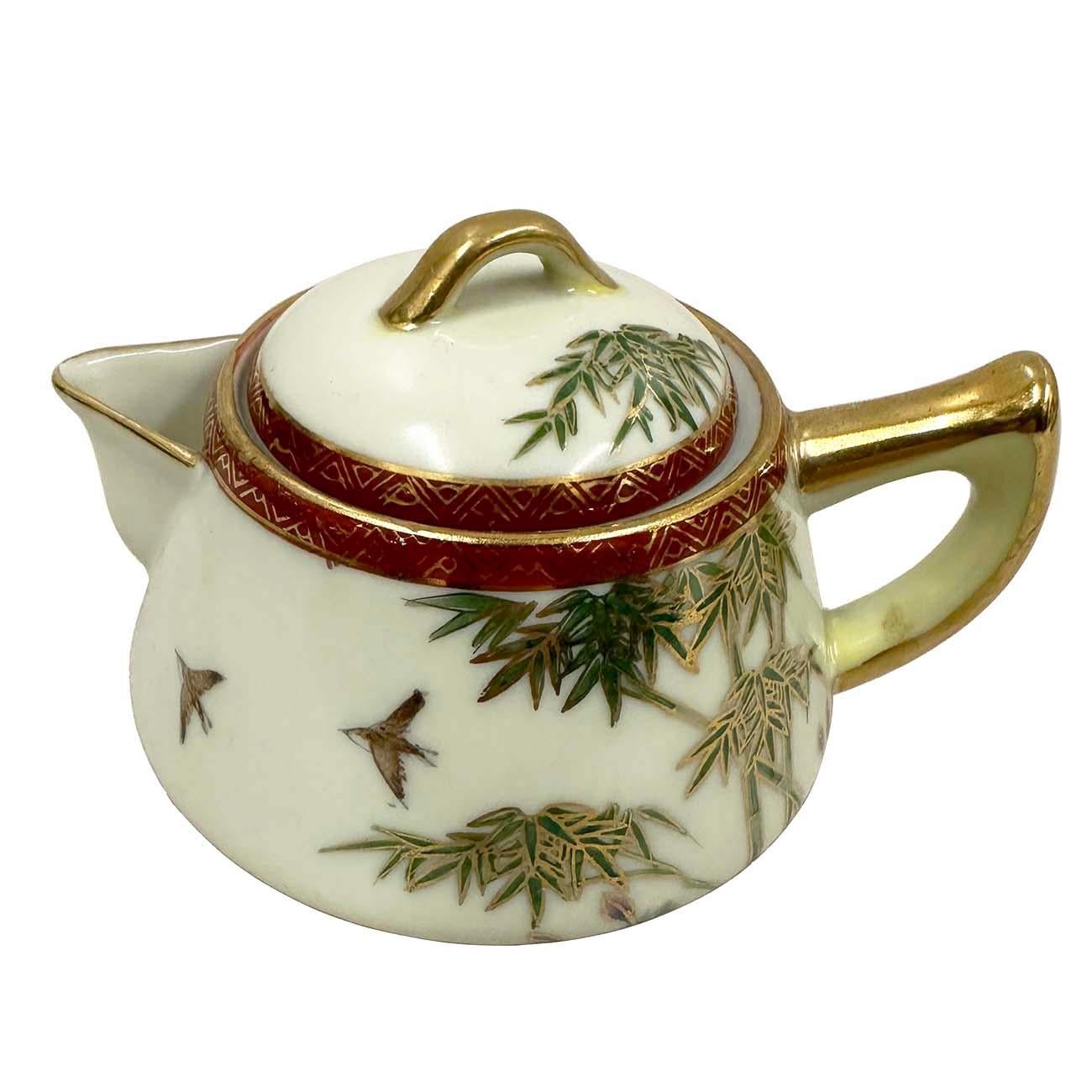 Pot à lait et sucrier Kutani japonais du début du 20e siècle, motif bambou Bon état - En vente à Pomona, CA