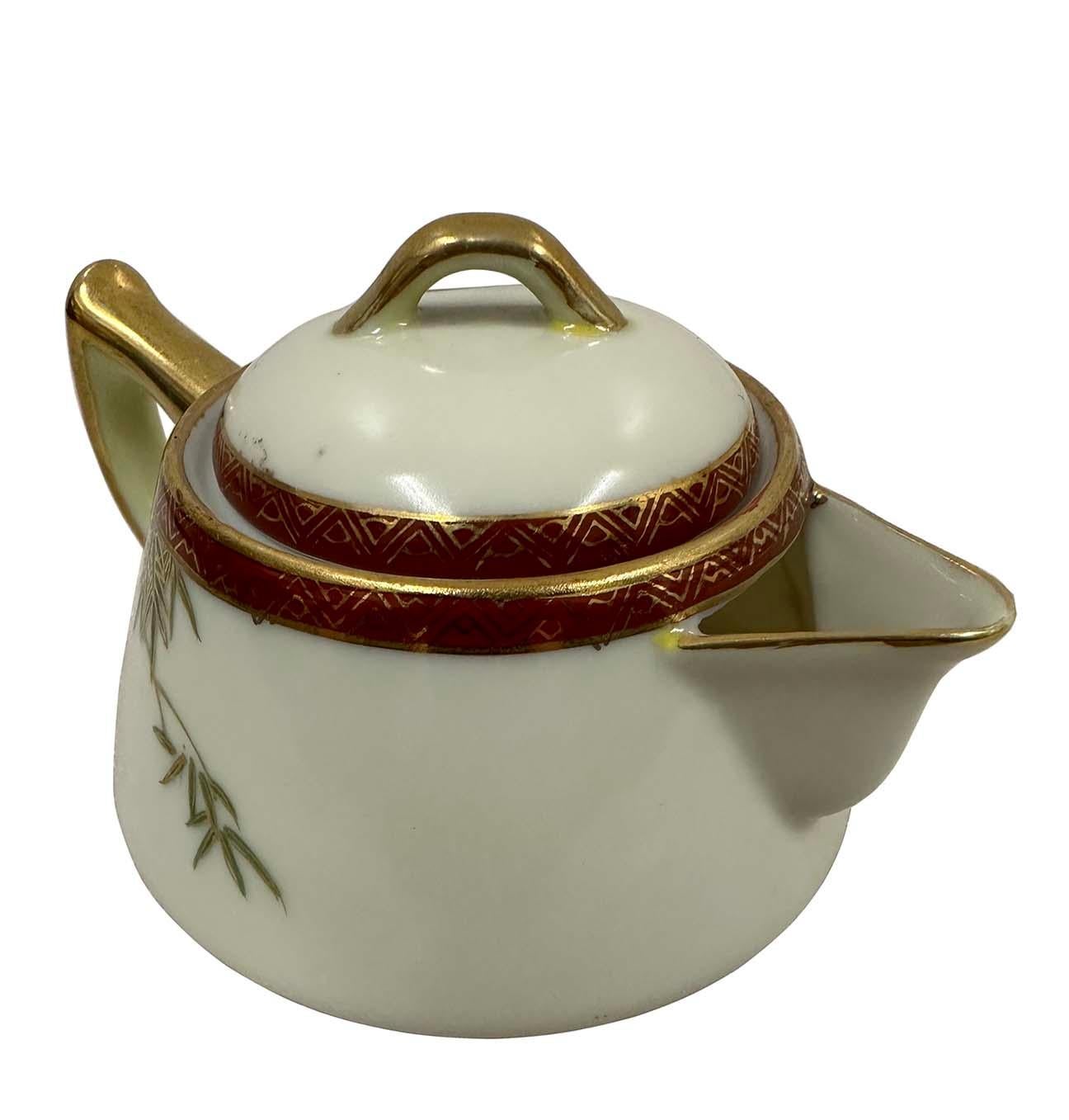 Porcelaine Pot à lait et sucrier Kutani japonais du début du 20e siècle, motif bambou en vente