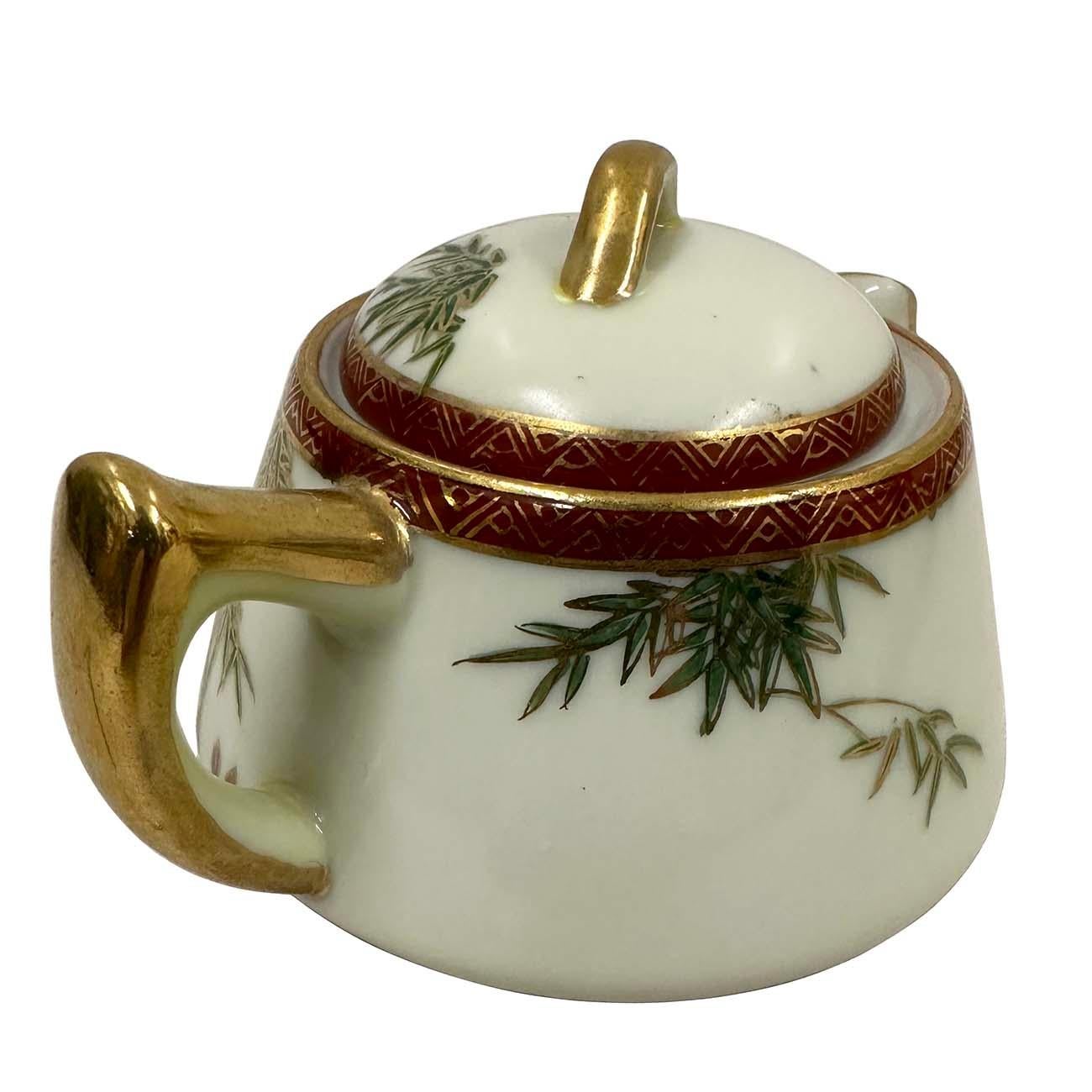 Pot à lait et sucrier Kutani japonais du début du 20e siècle, motif bambou en vente 1