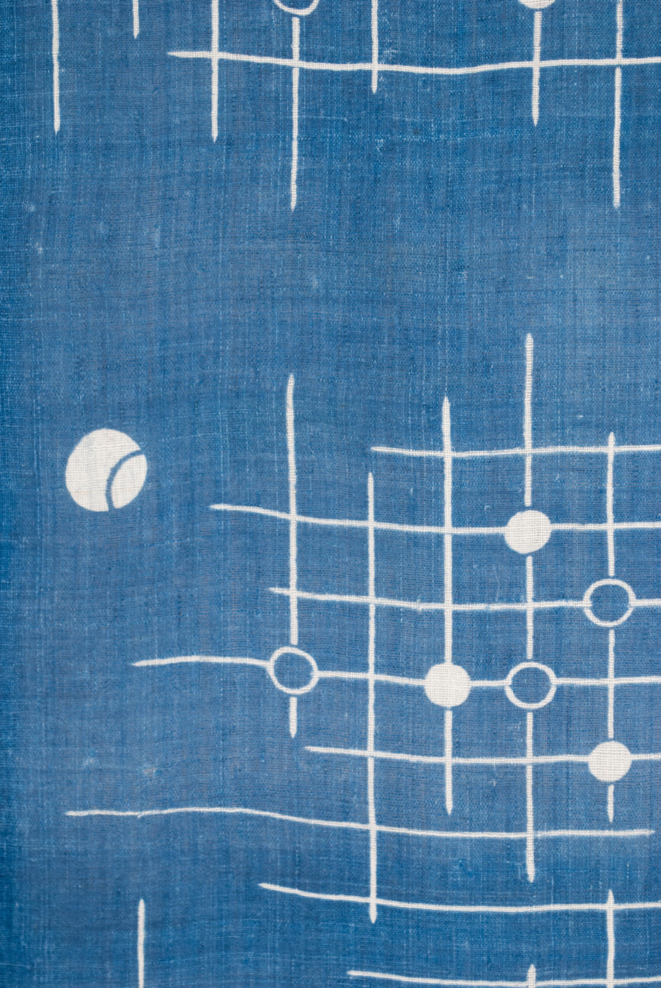 Meiji Early 20th Century Japanese Linen Go-Board Pattern Futon Cover For Sale
