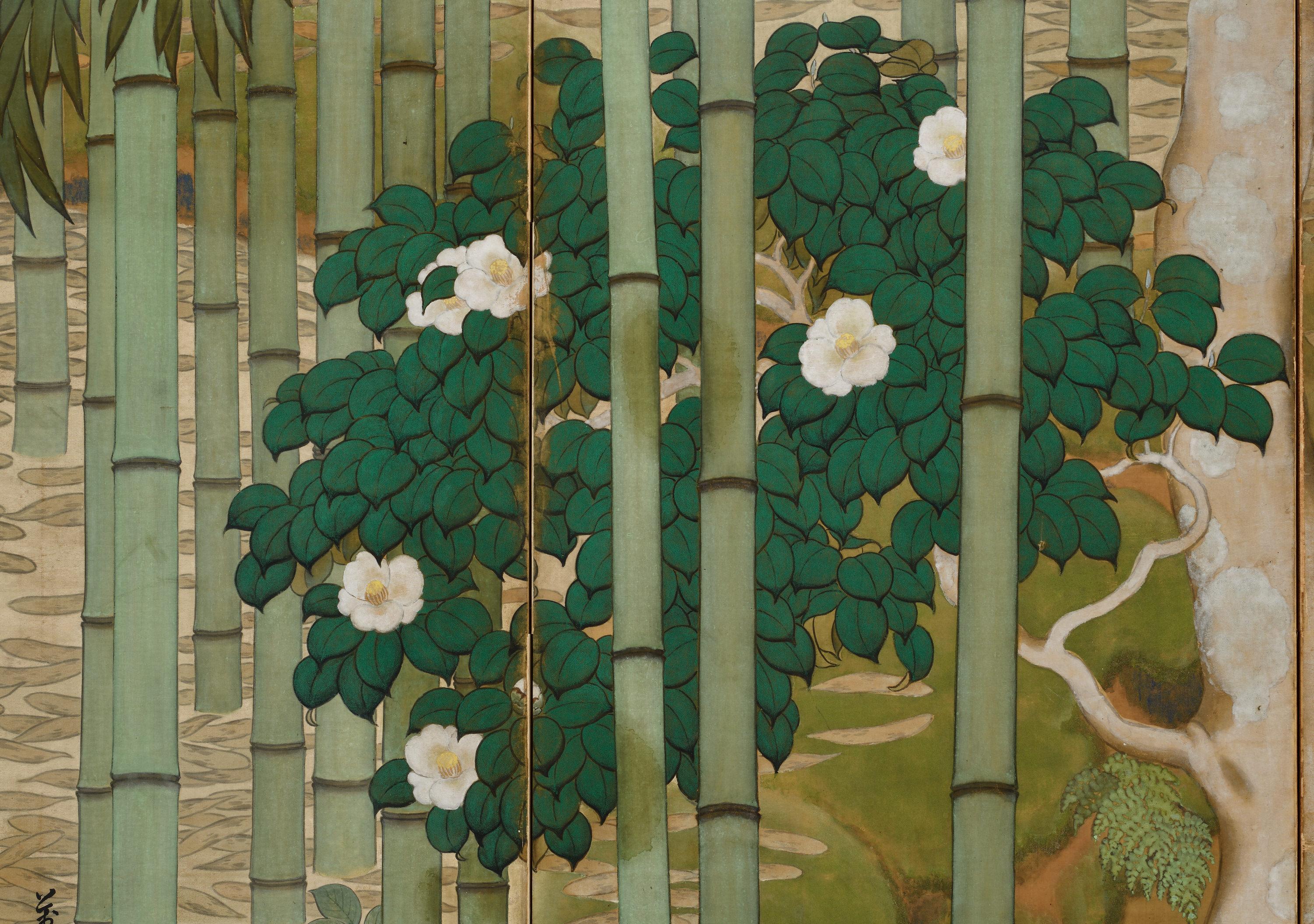 Early 20th Century Japanese Nihonga Screen. Bamboo Forest. For Sale 1