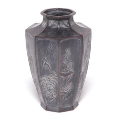 Early 20th Century Japanese Octagonal Zinc Vase