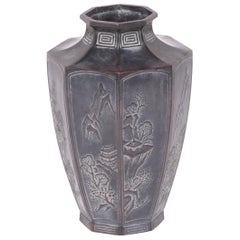 Early 20th Century Japanese Octagonal Zinc Vase