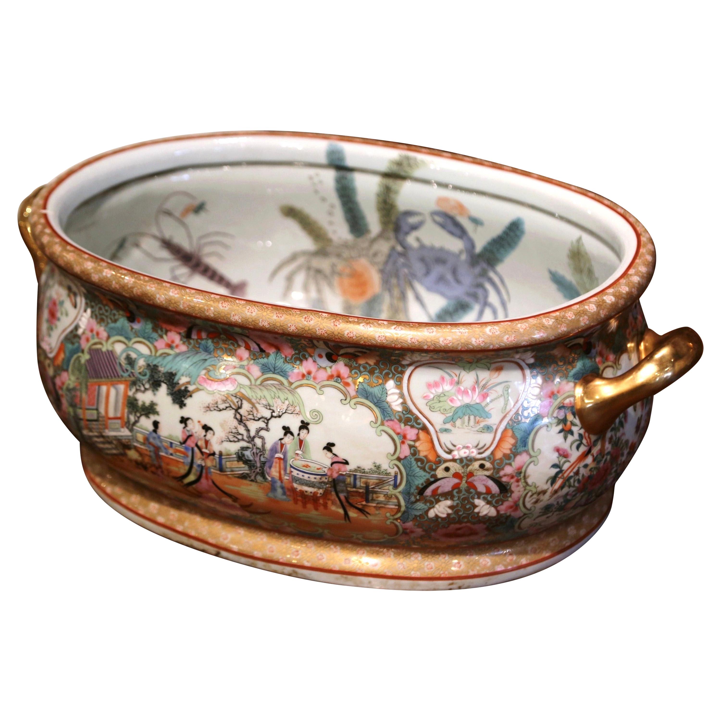 Early 20th Century Japanese Painted and Gilt Porcelain Foot Bath Bowl