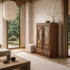 Early 20th Century Japanese Refinished Wood Cabinet