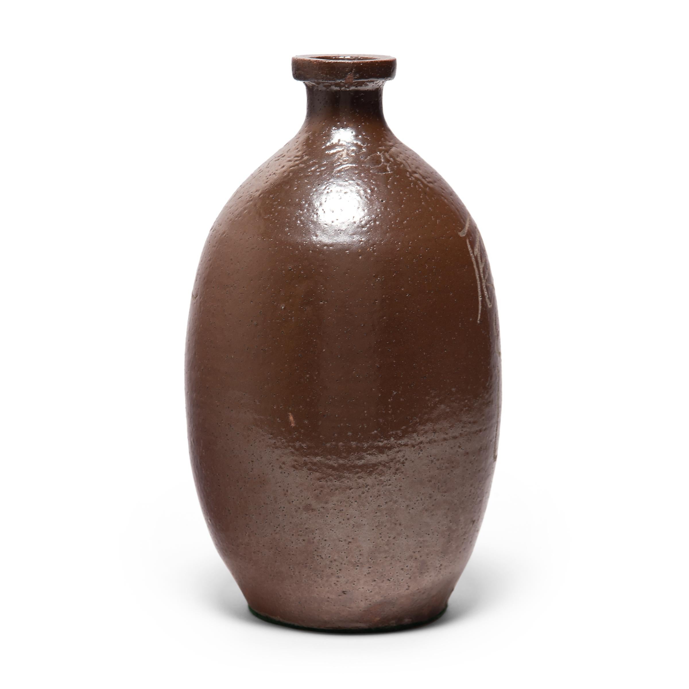 Glazed Early 20th Century Japanese Sake Bottle