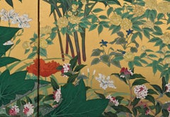 Early 20th Century Japanese Screen. Flowers of the Four Seasons.