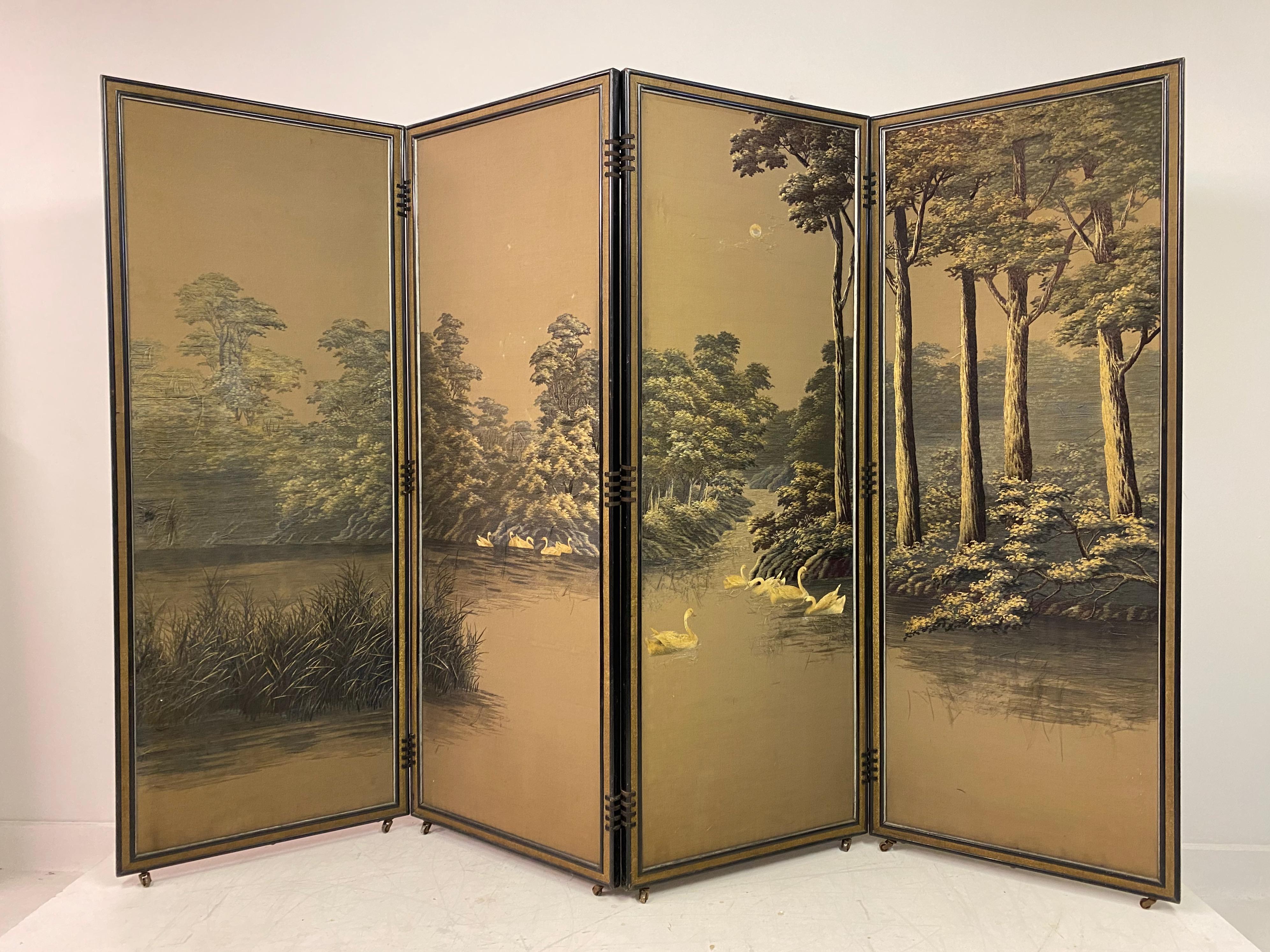 Early 20th Century Japanese Silk Screen In Fair Condition In London, London