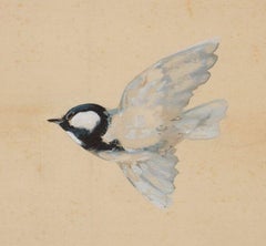 Early 20th Century Japanese Six Paper Panels Palm Trees Room Divider