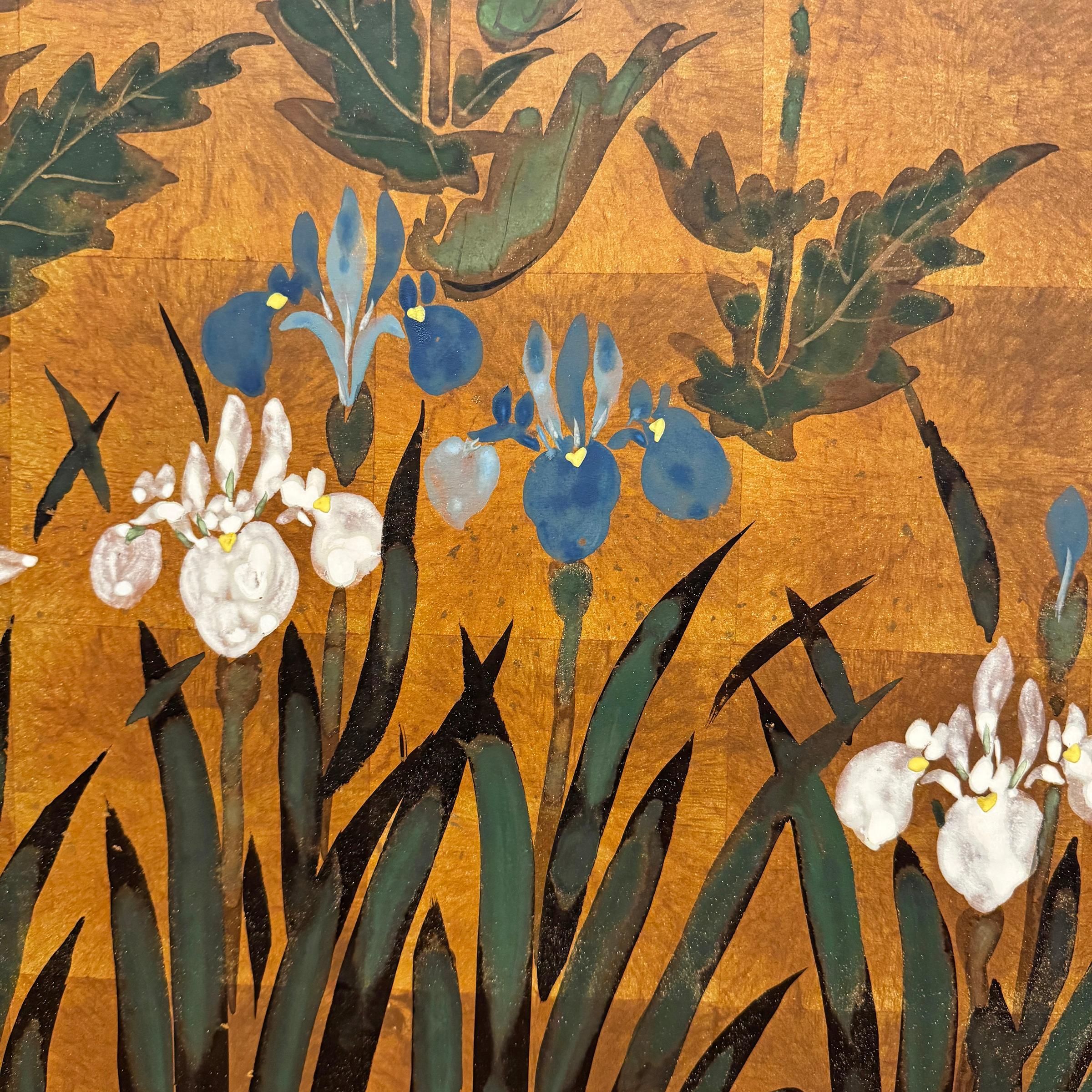 Biombo japonés Byobu de flores de primavera de principios del siglo XX 4
