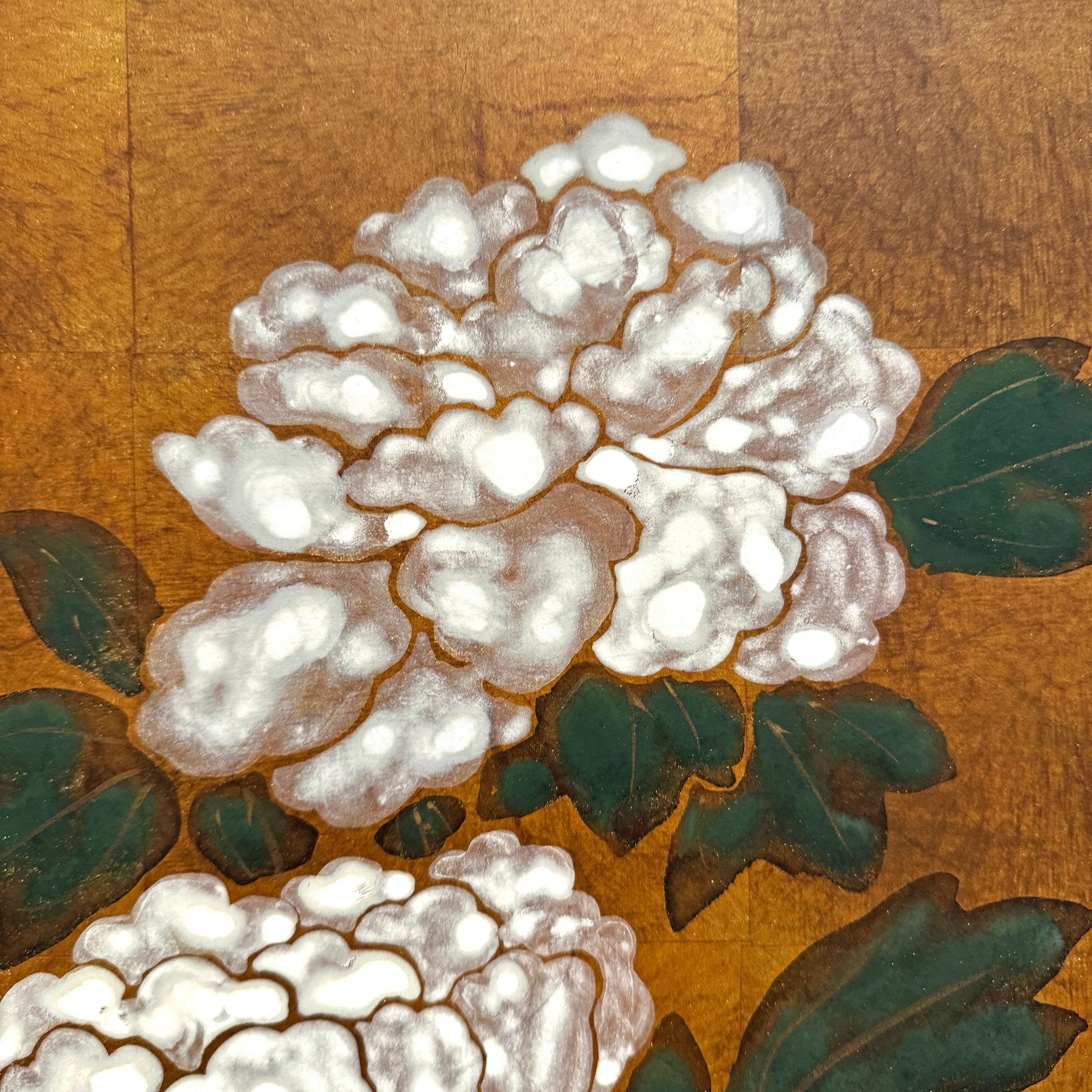 Biombo japonés Byobu de flores de primavera de principios del siglo XX 1