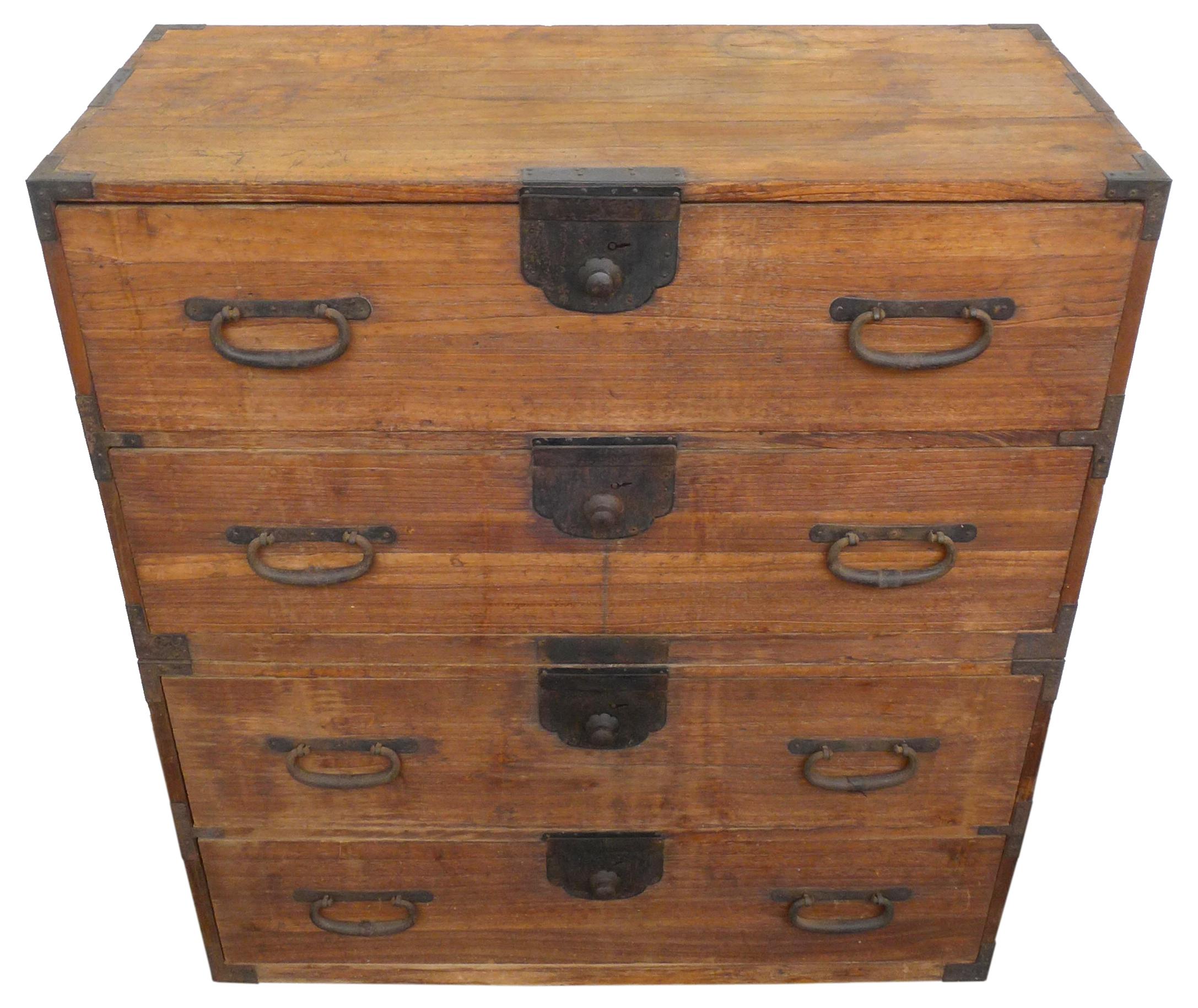 Iron Early 20th Century Japanese Stacking Tansu Chests of Drawers