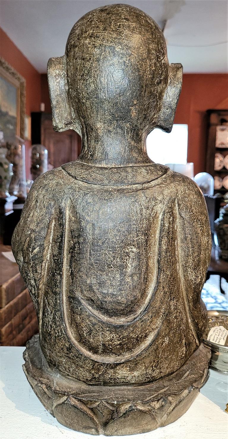 Hand-Carved Early 20th Century Japanese Stone Carved Buddha