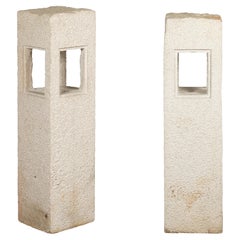Early 20th Century Japanese Stone Tōrō Lanterns with Candle Opening and Groove