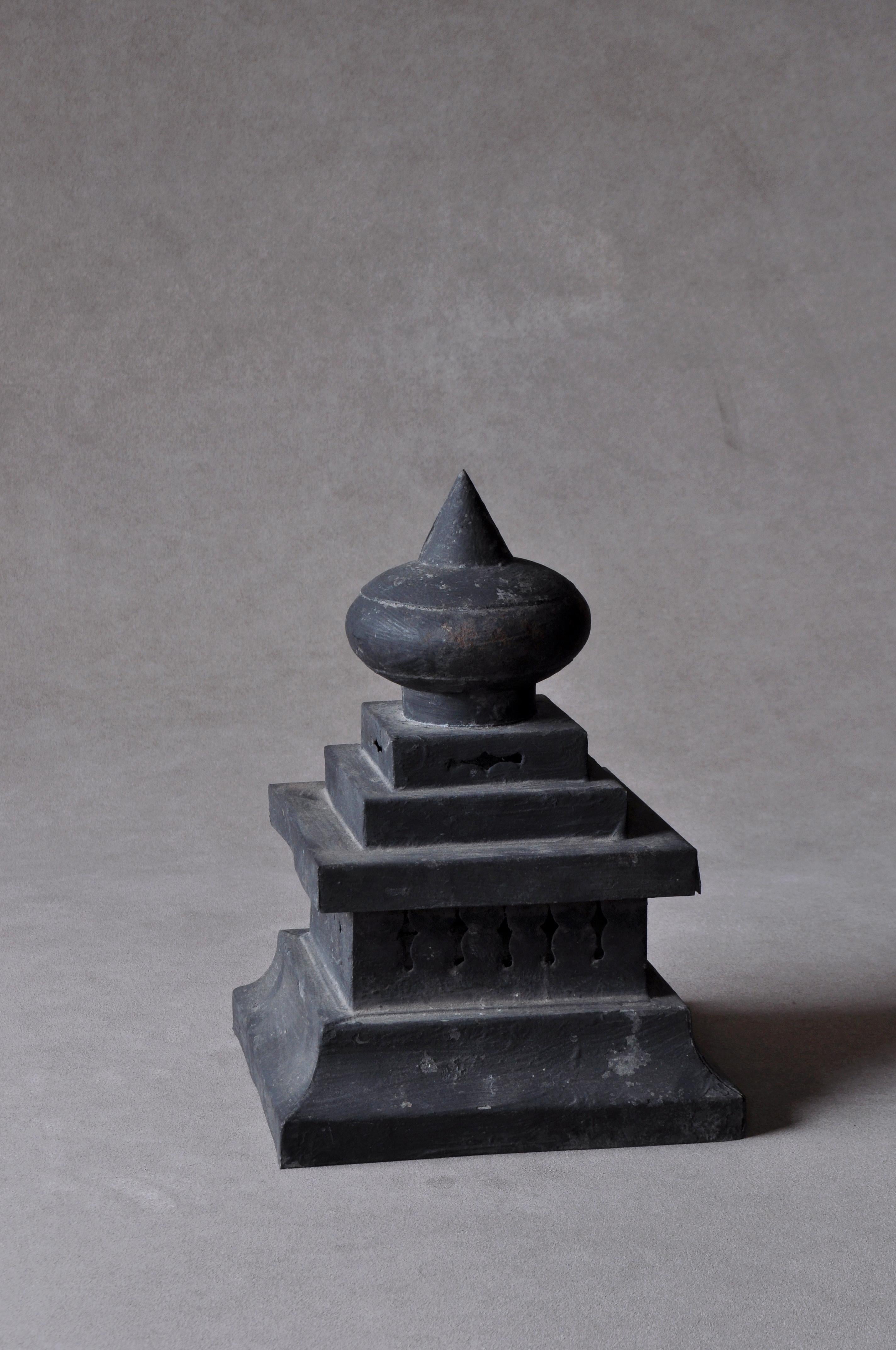 20th Century Early 20th century Japanese tin-made Buddhist pagoda with Hoju precious orb For Sale