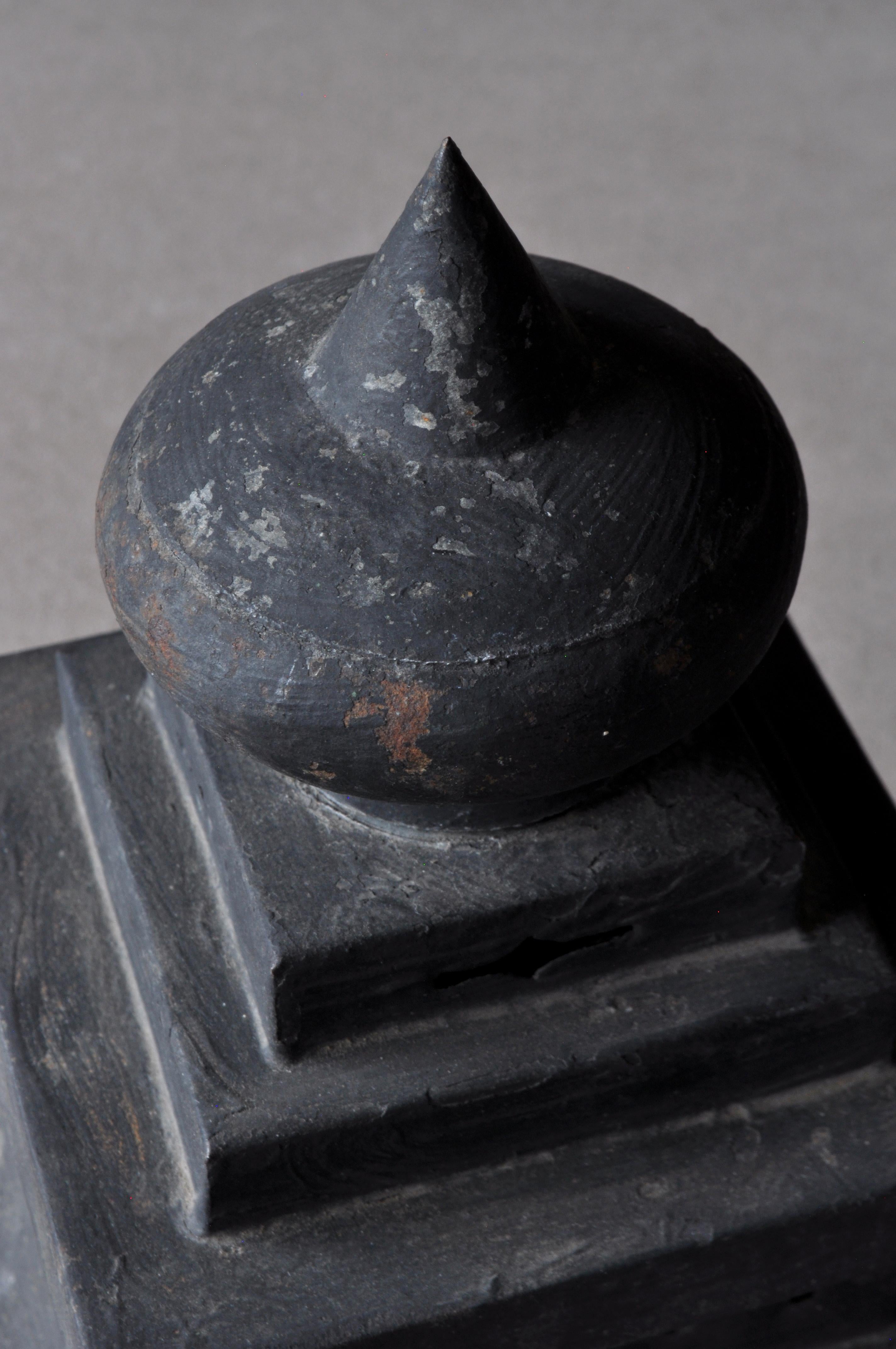 Early 20th century Japanese tin-made Buddhist pagoda with Hoju precious orb For Sale 1