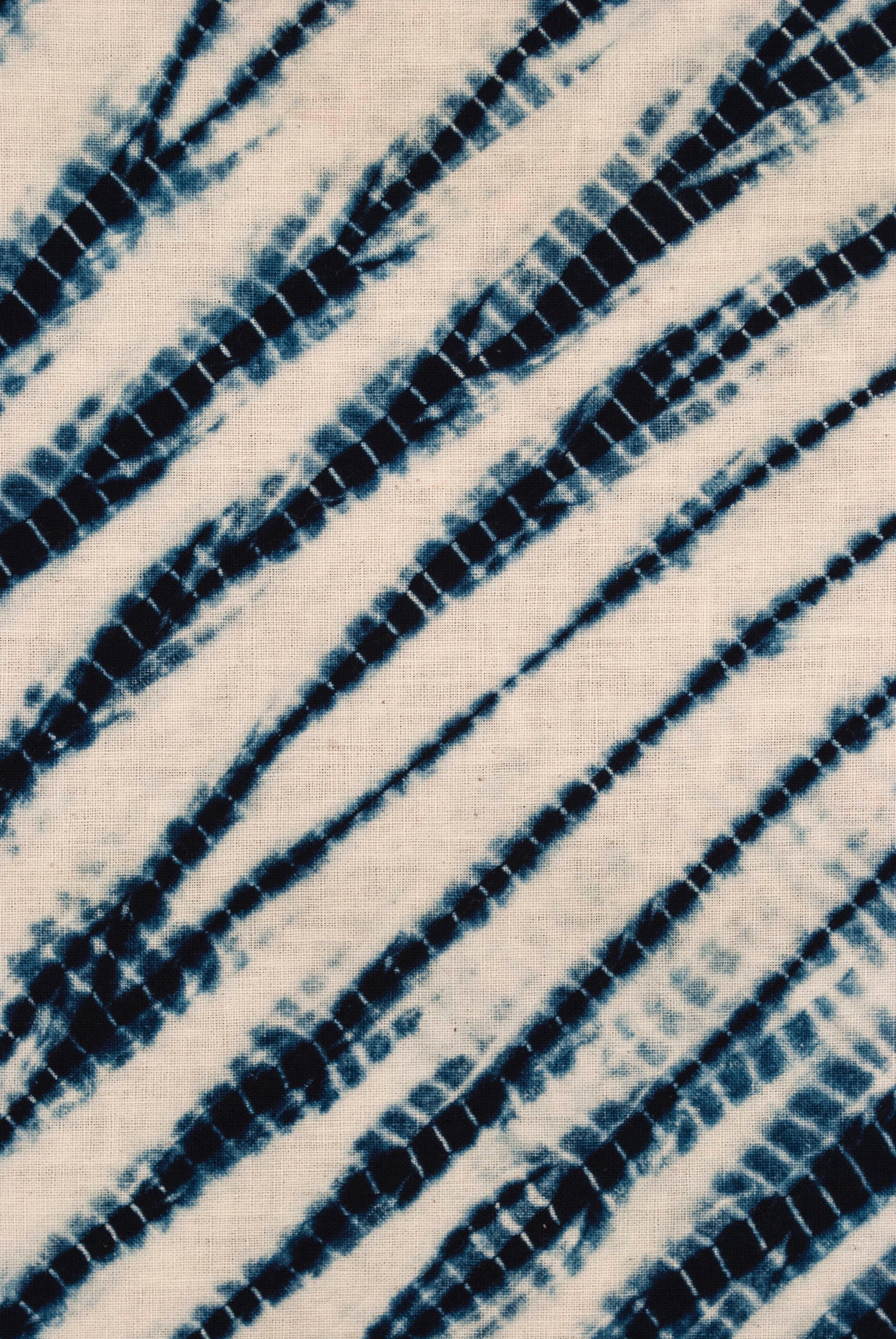 Showa Early 20th Century Japanese Two-Panel Shape-Resist Dyed Textile / Arashi Shibori