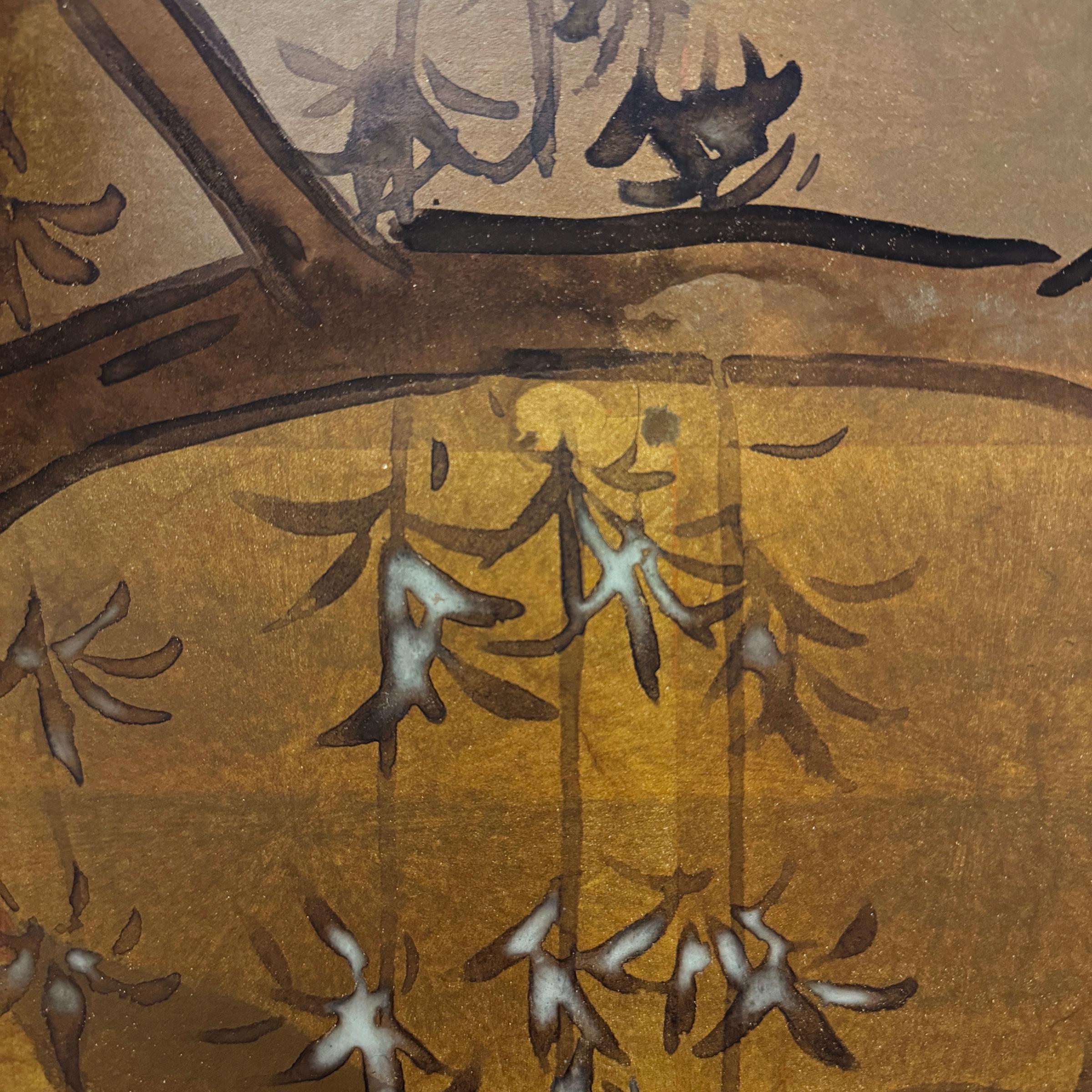 Early 20th Century Japanese Willow and Ducks Byobu Screen 3