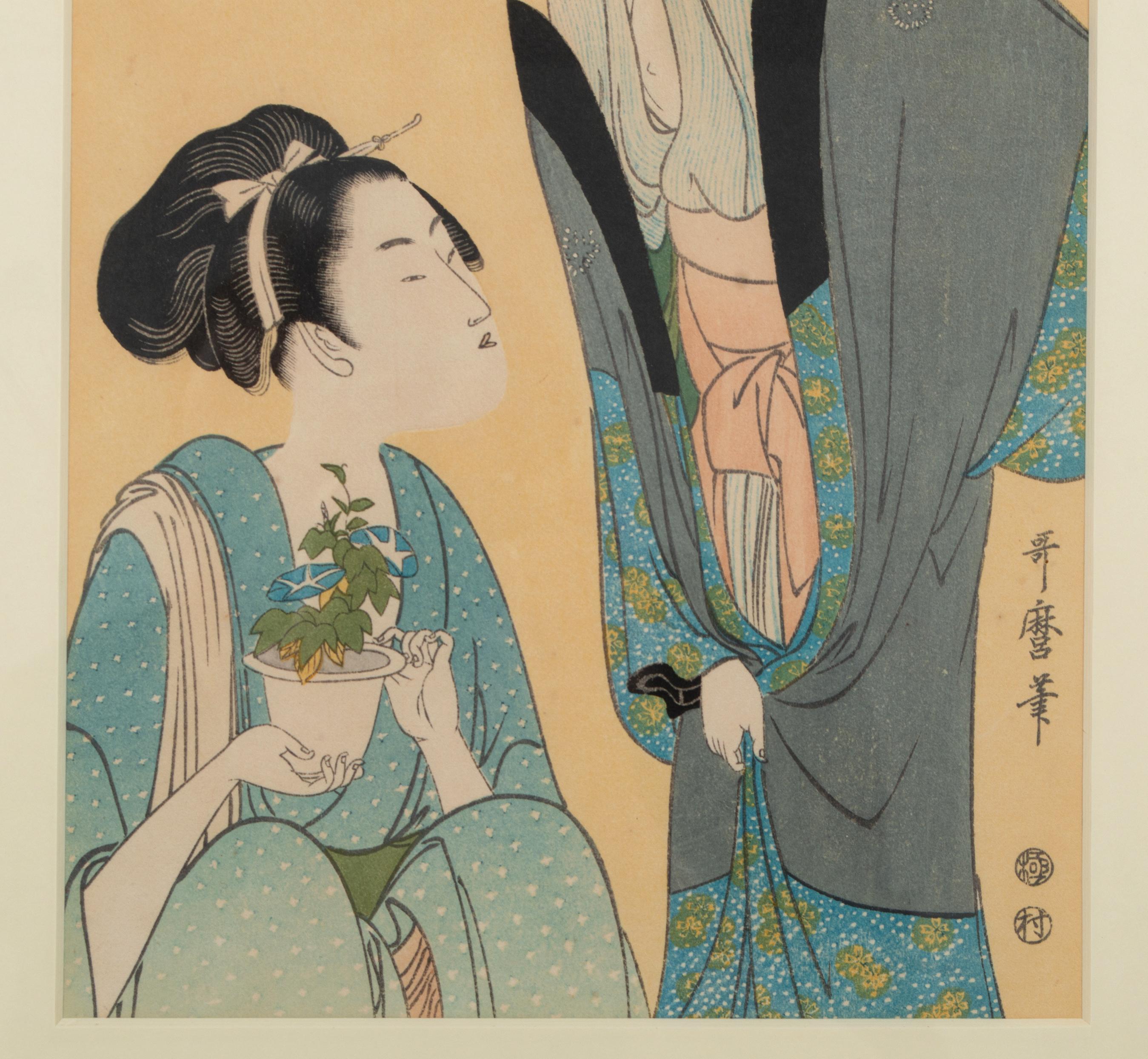 Early 20th Century Japanese Woodblock Print of Courtesans, Kitagawa Utamaro In Good Condition For Sale In London, GB