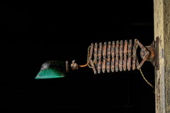 Early 20th Century Japanned Scissor Arm Lamp With Glass Shade