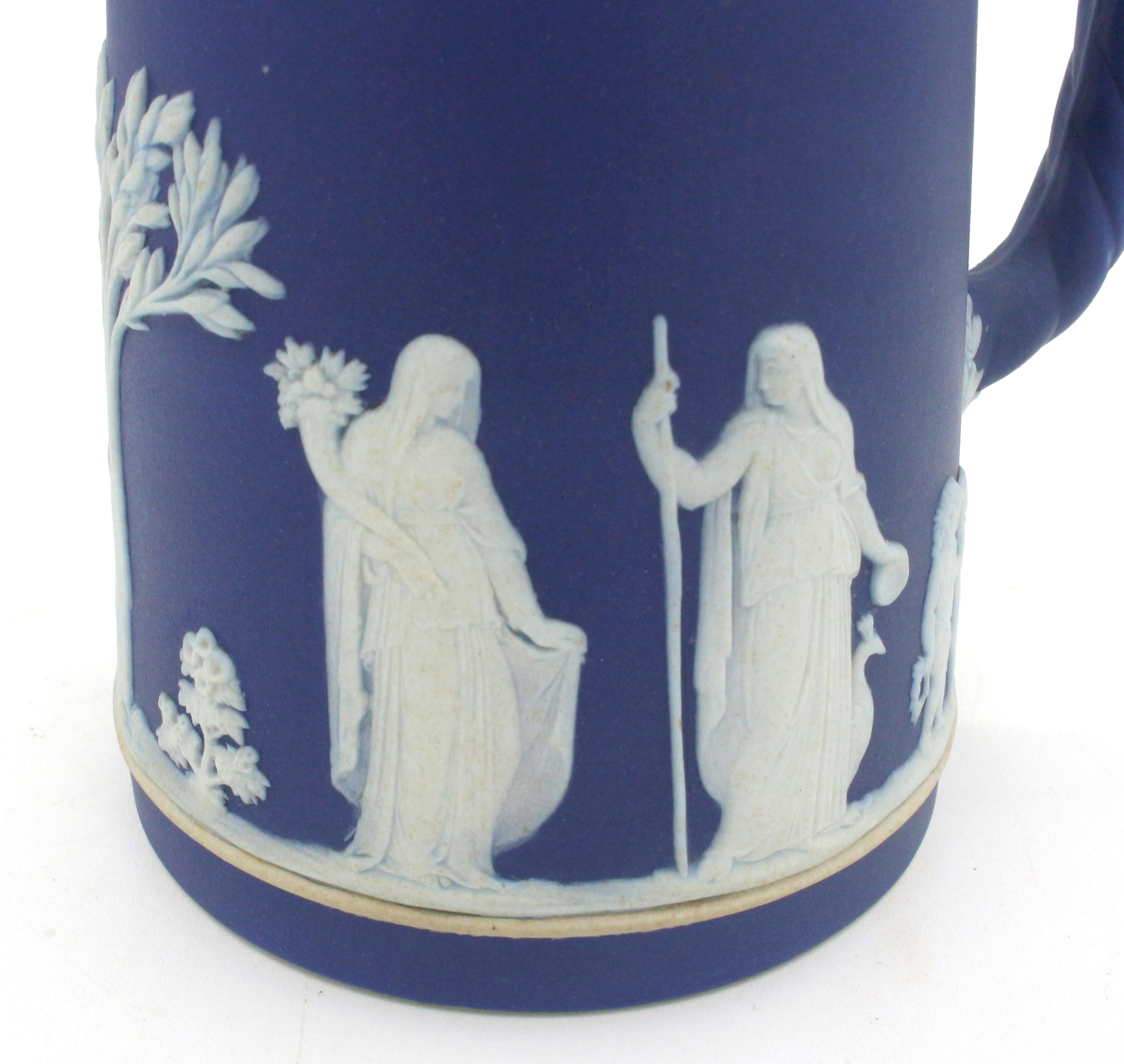  Early 20th-Century Jasperware Wedgwood Pitcher with Sterling Rim In Good Condition For Sale In Chapel Hill, NC