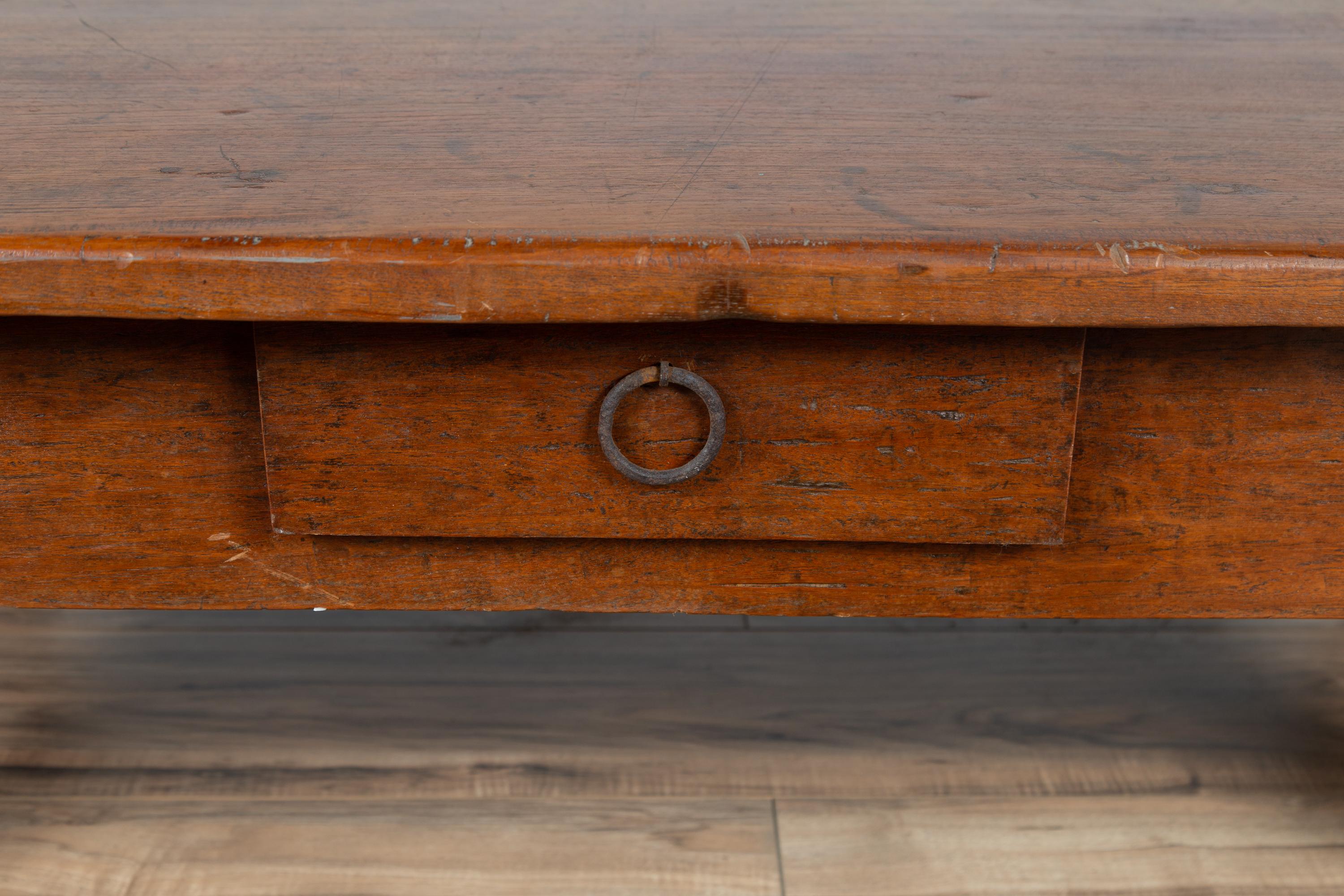 Wood Early 20th Century Javanese Coffee Table with Single Drawer and Tapered Legs