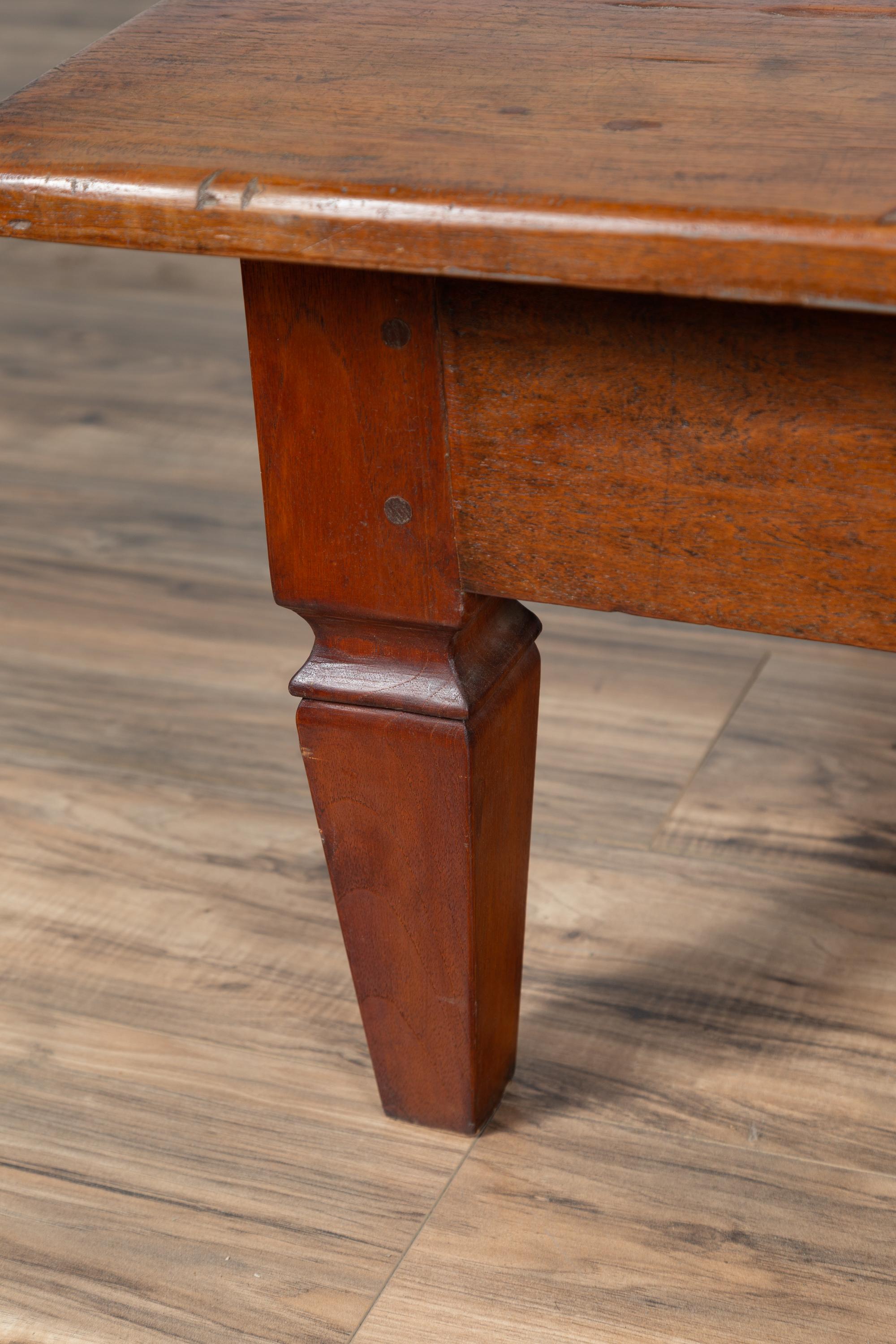 Early 20th Century Javanese Coffee Table with Single Drawer and Tapered Legs 1