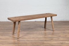 Early 20th Century Javanese Rustic Natural Wood Bench with A-Frame Base