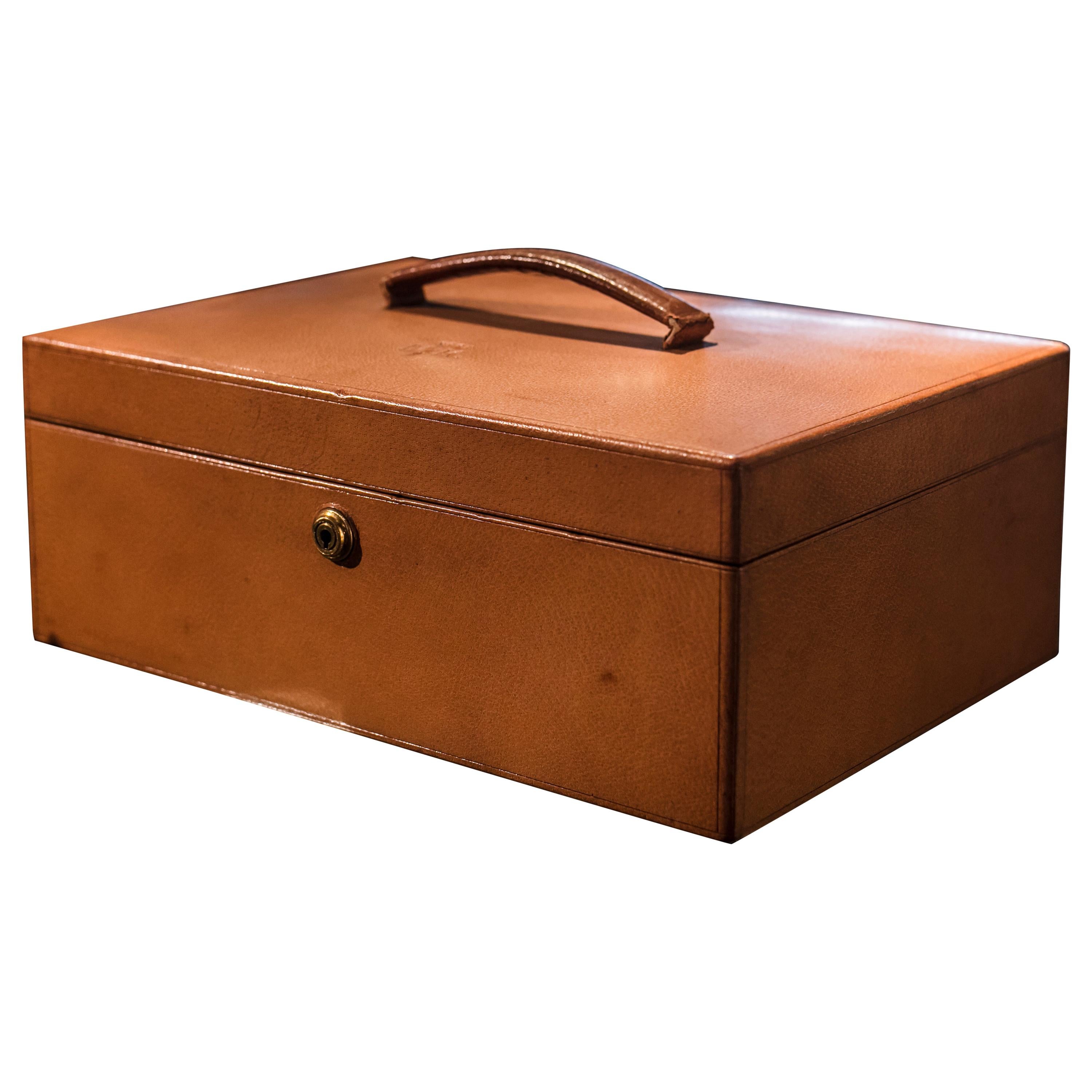 Early 20th Century J.C Vickery Leather Document Box