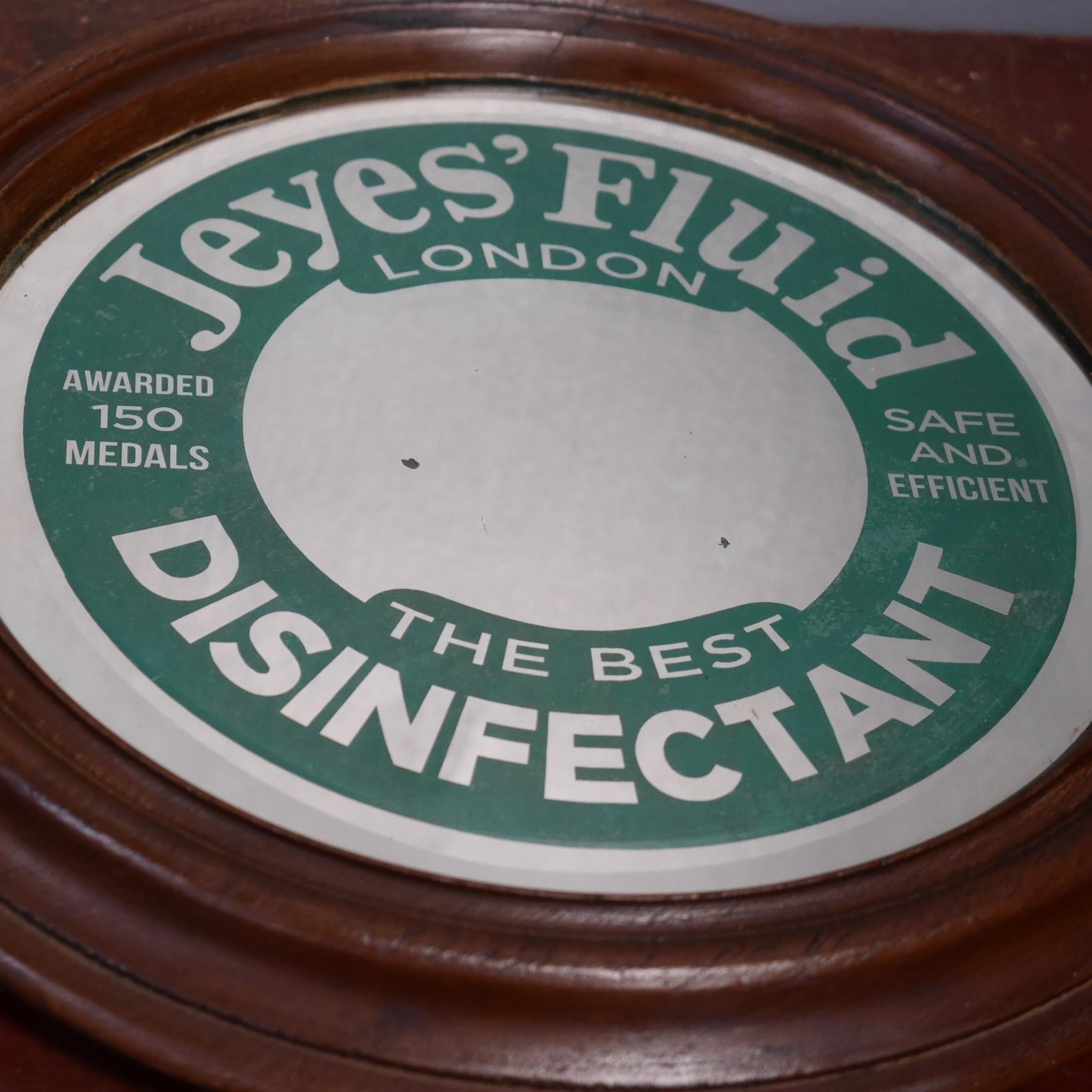 A scarce and early advertising mirror for Jeyes' Fluid .
A wonderful English advertising mirror, the bevelled mirror plate with reverse painted lettering & mounted in it's original frame.
A very rare survivor with so few of these surfacing for