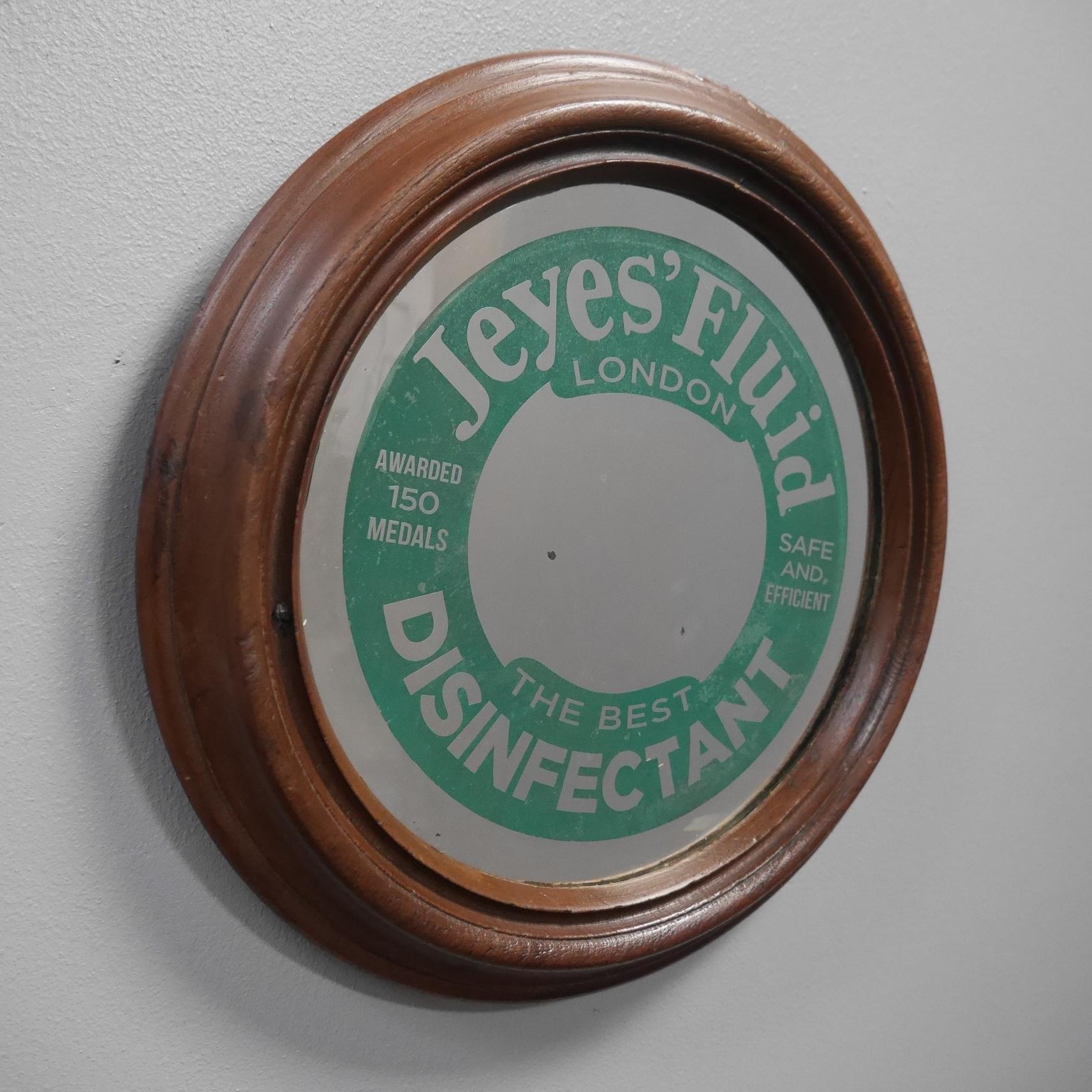 British Early 20th Century Jeyes Fluid Advertising Mirror For Sale