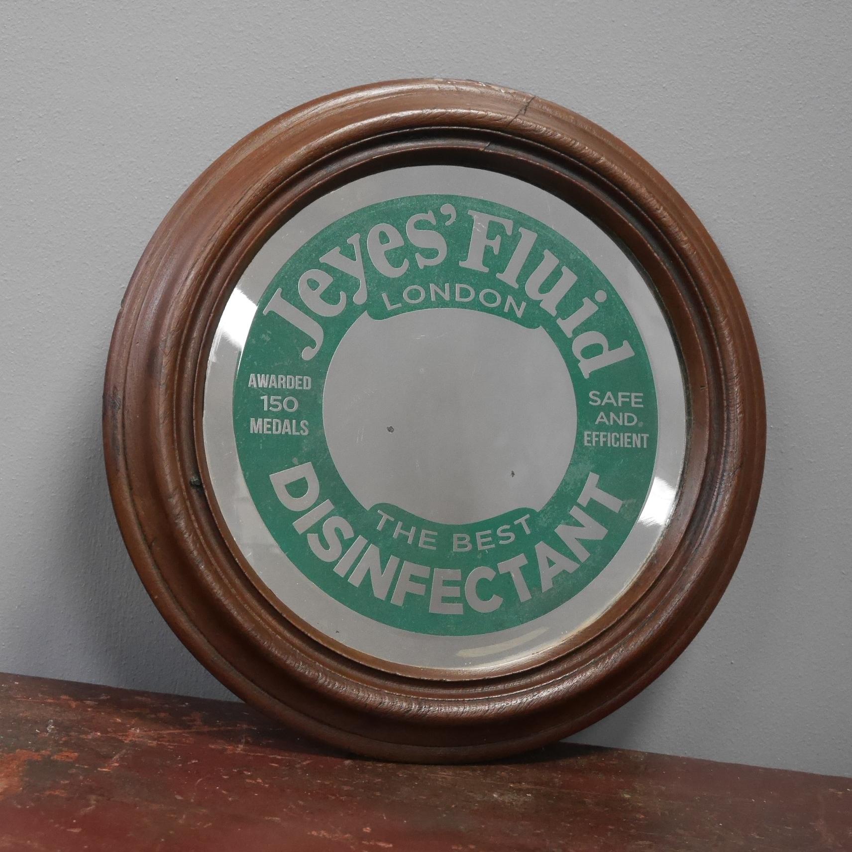 Wood Early 20th Century Jeyes Fluid Advertising Mirror For Sale