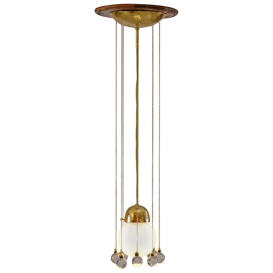 A pendant-lamp, very often used by Josef Hoffmann. Punched or plain, several finishes. Total drop custom-made.
Originally manufactured at the Wiener Werkstaette Atelier, now custom made production at the woka lamps workshop in Vienna.
Measures: