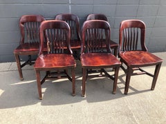 Early 20th Century Jury Chairs from Midwestern Law Legal Courtroom, Set of Six