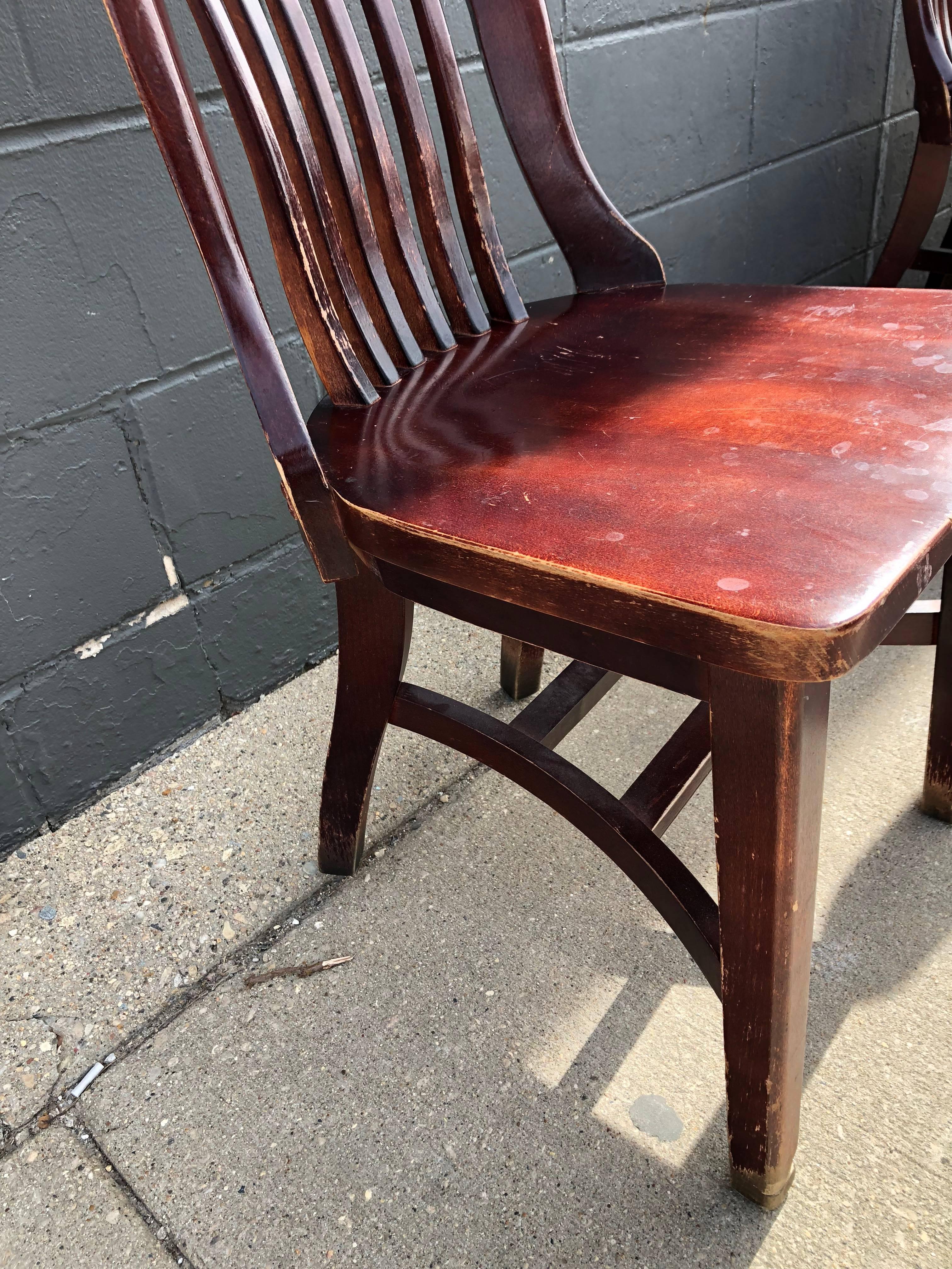 American Classical Early 20th Century Jury Chairs from Midwestern Law Legal Courtroom, Set of Six