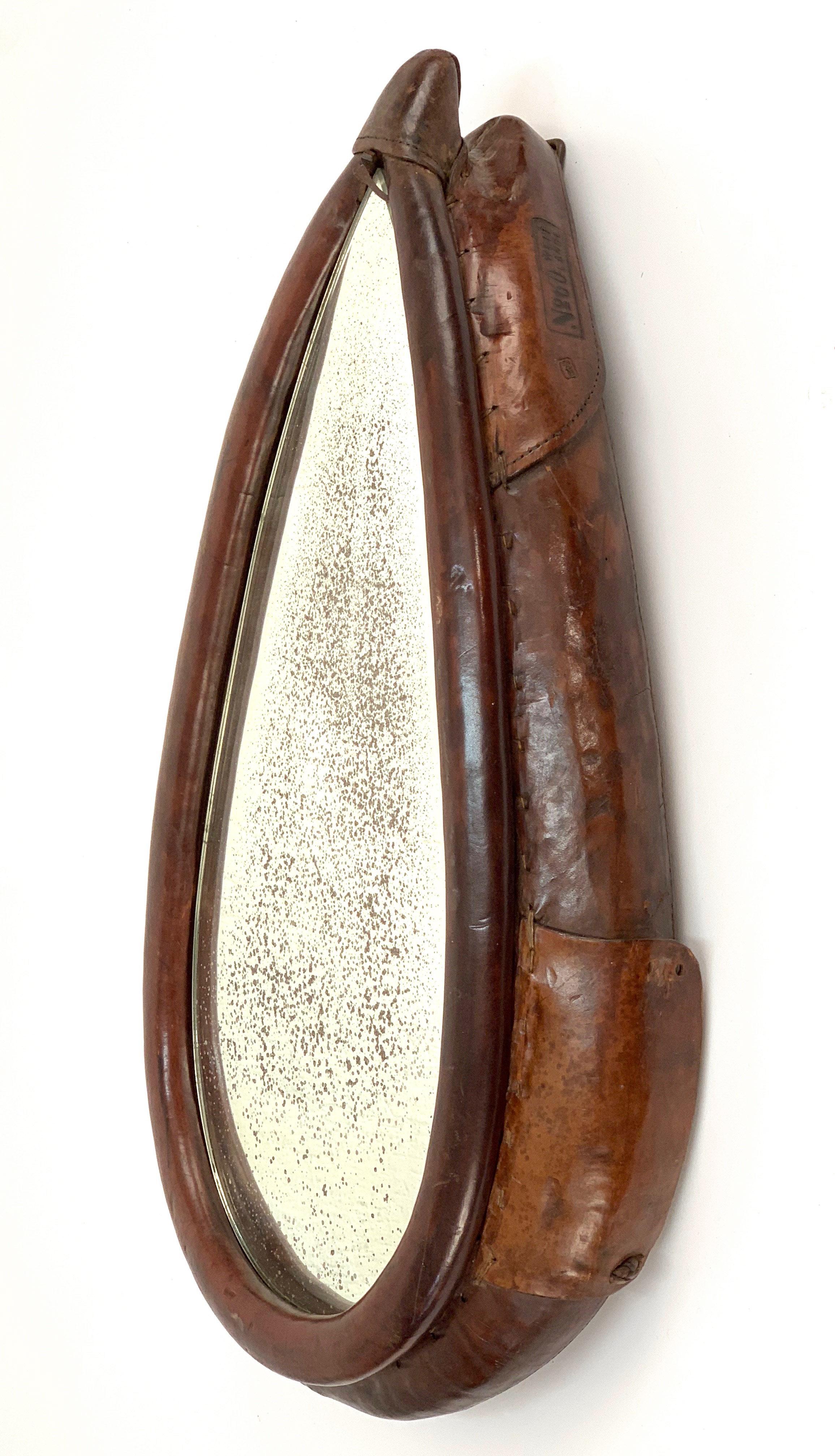 Early 20th Century K. Petermann Leather Horse Collar Swiss Wall Mirror, 1917  For Sale 1