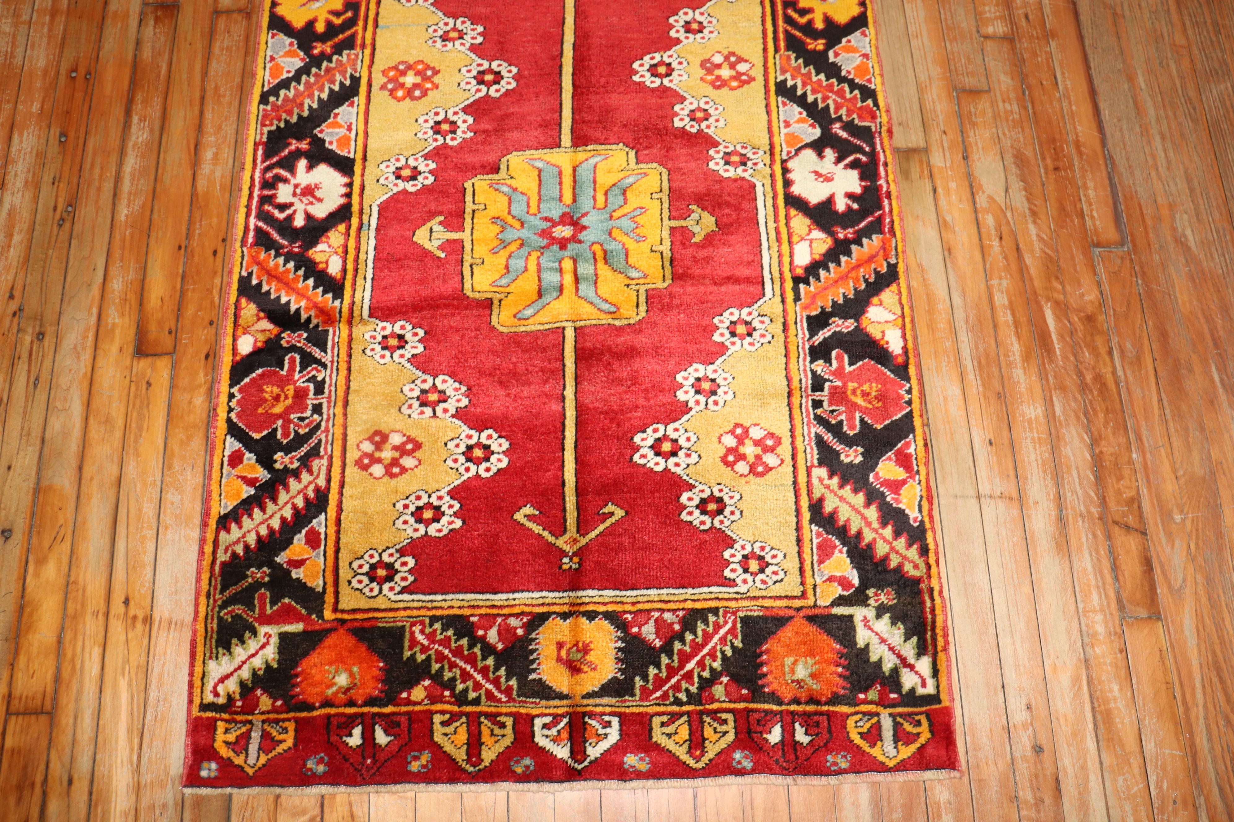 An early 20th century rich vibrant color turkish karapinar runner.

Measures: 3'2'' x 13'.