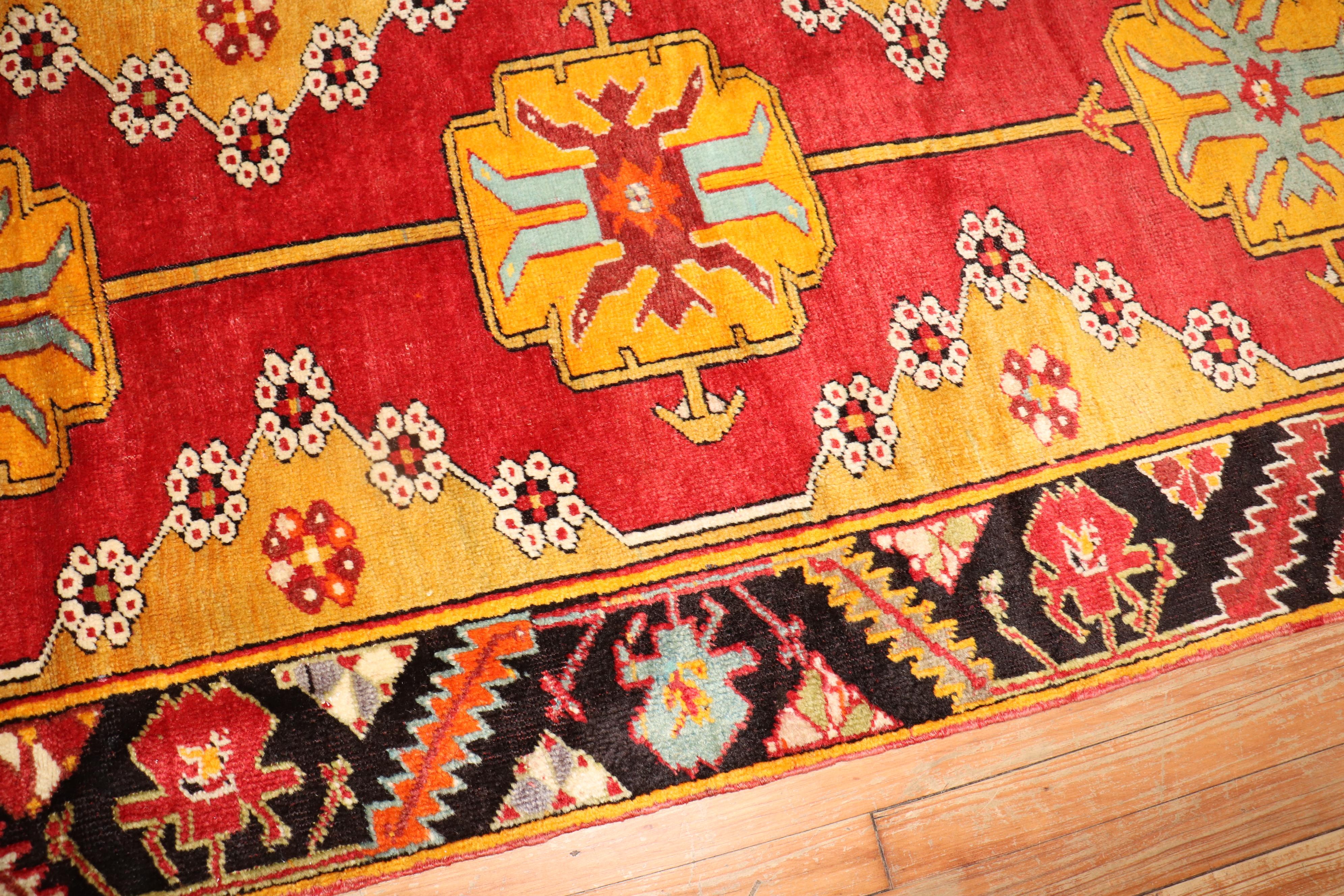 Agra Zabihi Collection Early 20th Century Karapinar Bright Turkish 13 Foot Runner For Sale