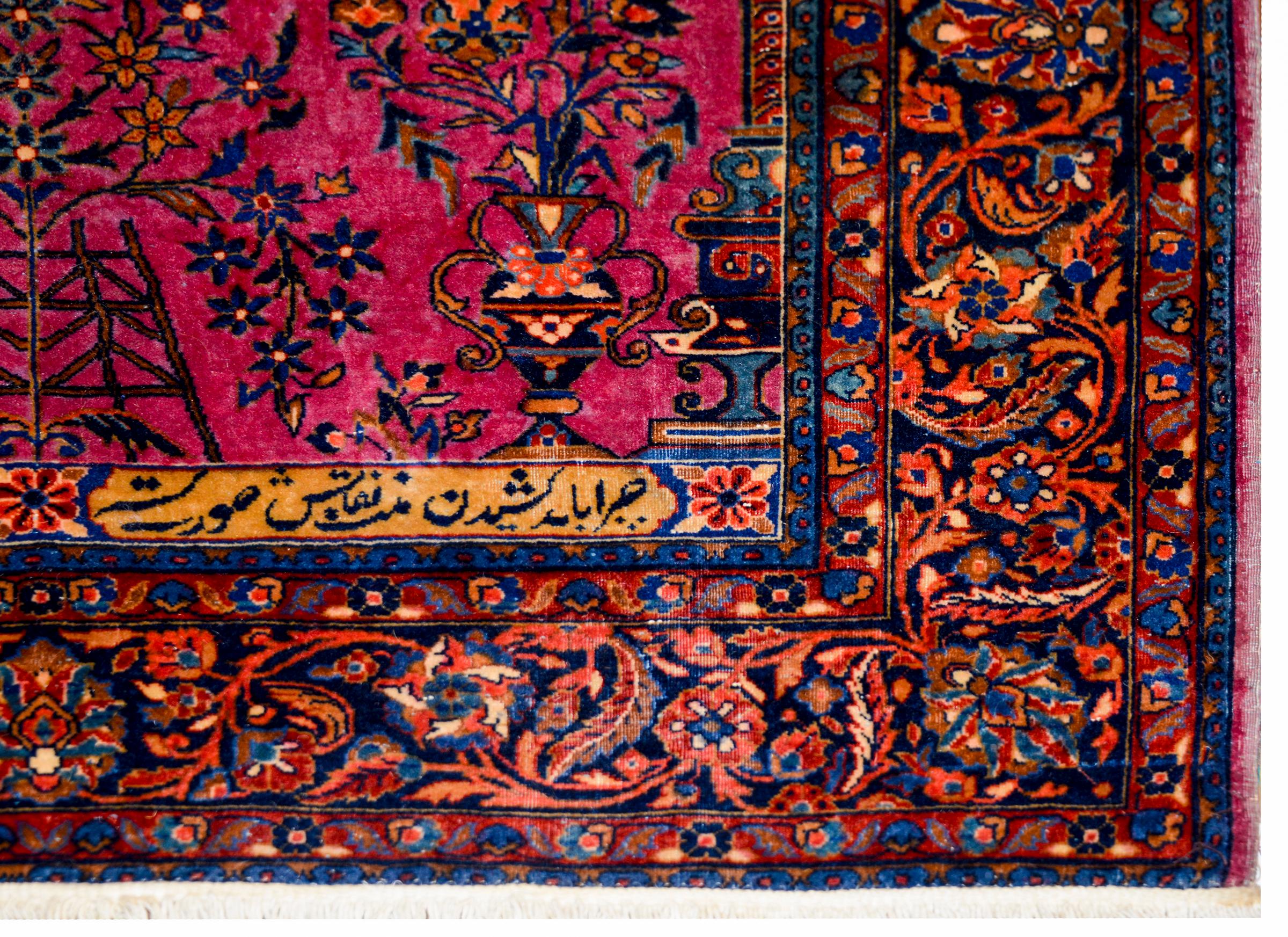 Wool Early 20th Century Kashan Prayer Rug For Sale