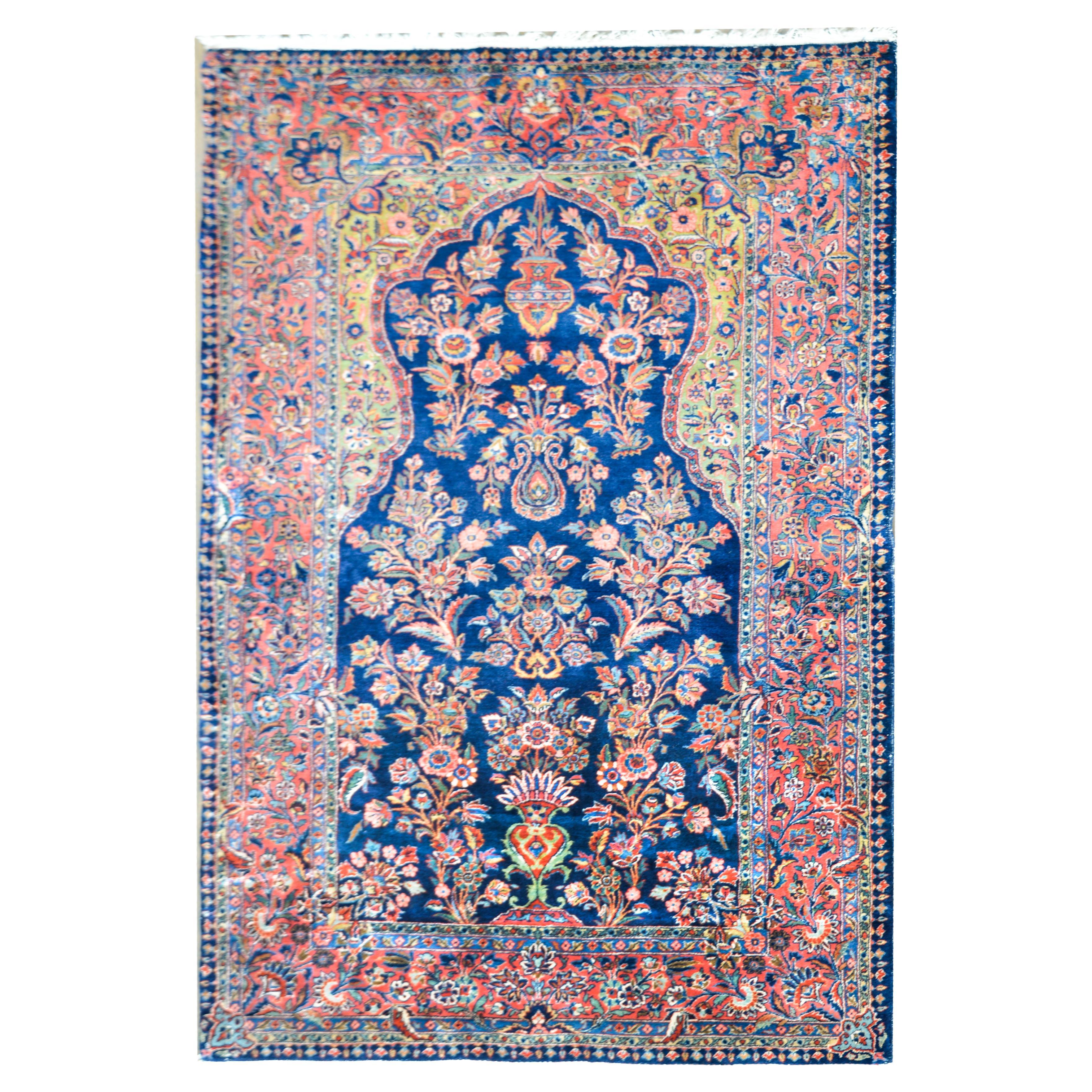 Early 20th Century Kashan Prayer Rug For Sale