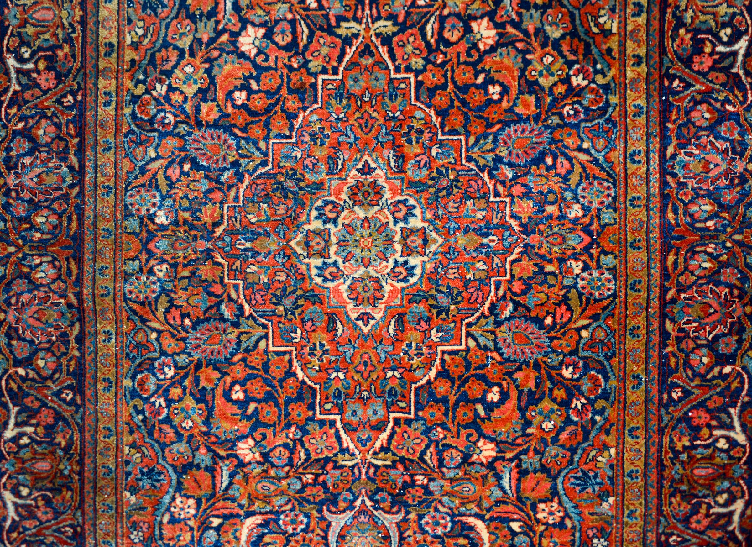 Hand-Knotted Early 20th Century Kashan Rug For Sale