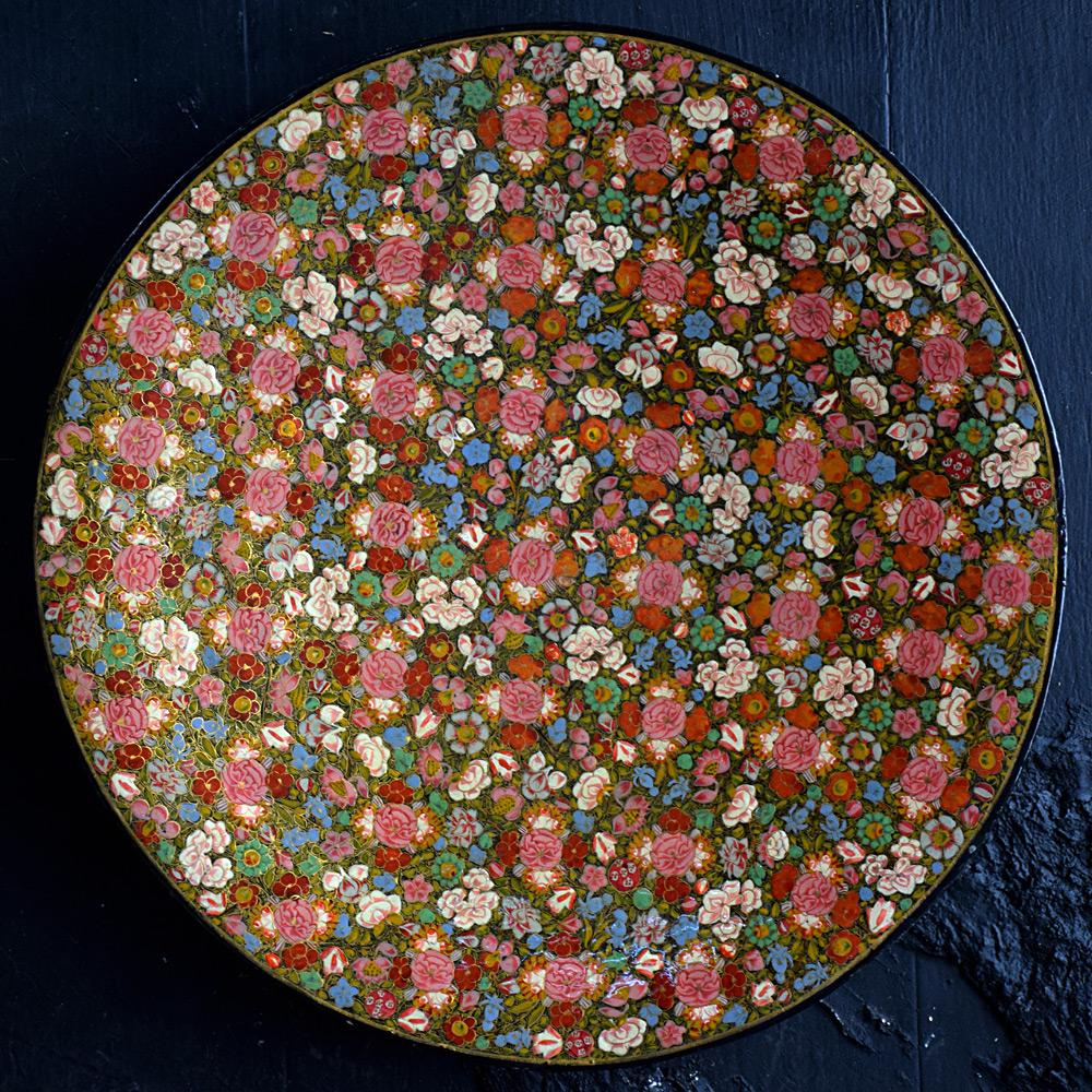 Paper Early 20th Century Kashmir Hand Painted Plate