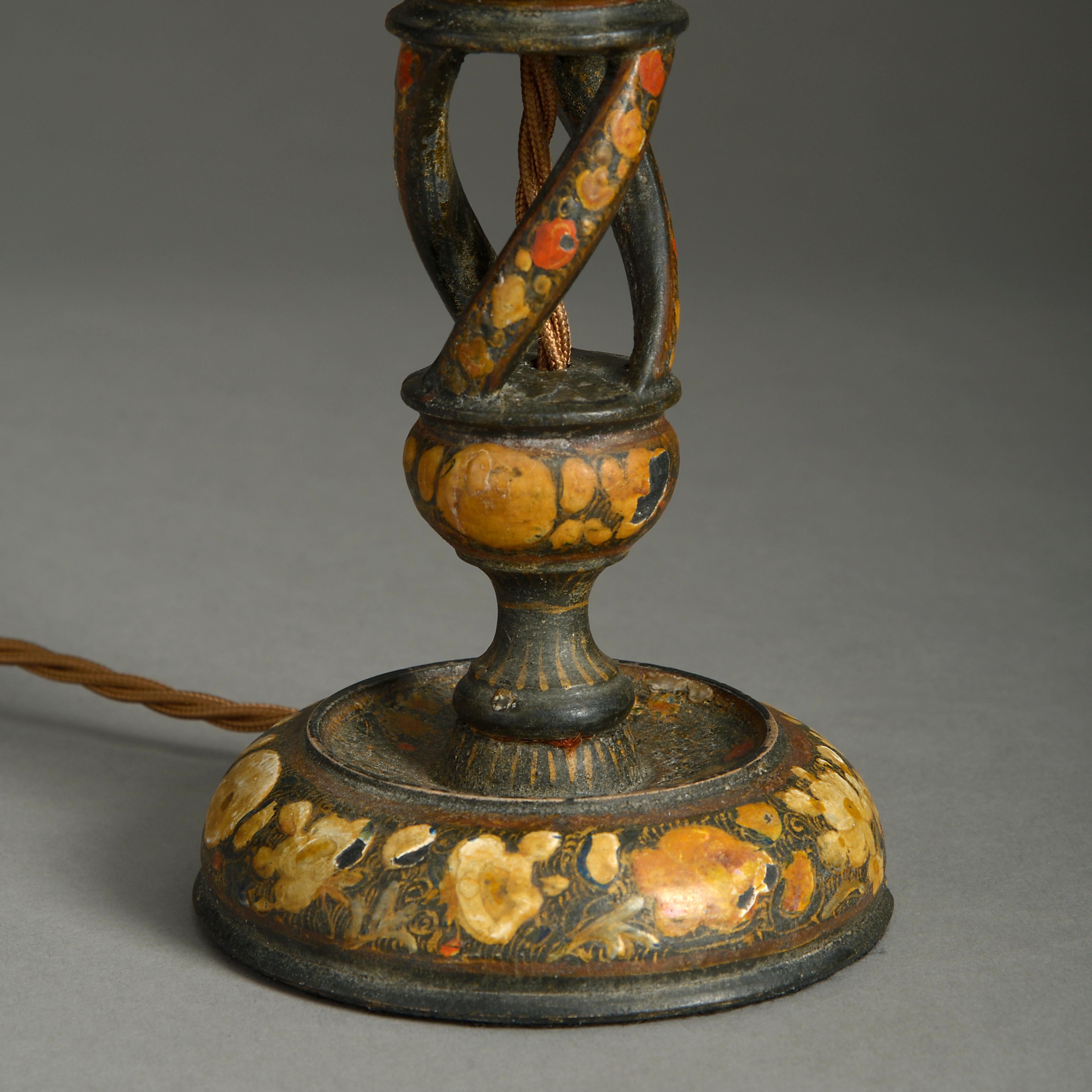 Indian Early 20th Century Kashmiri Lacquer Lamp